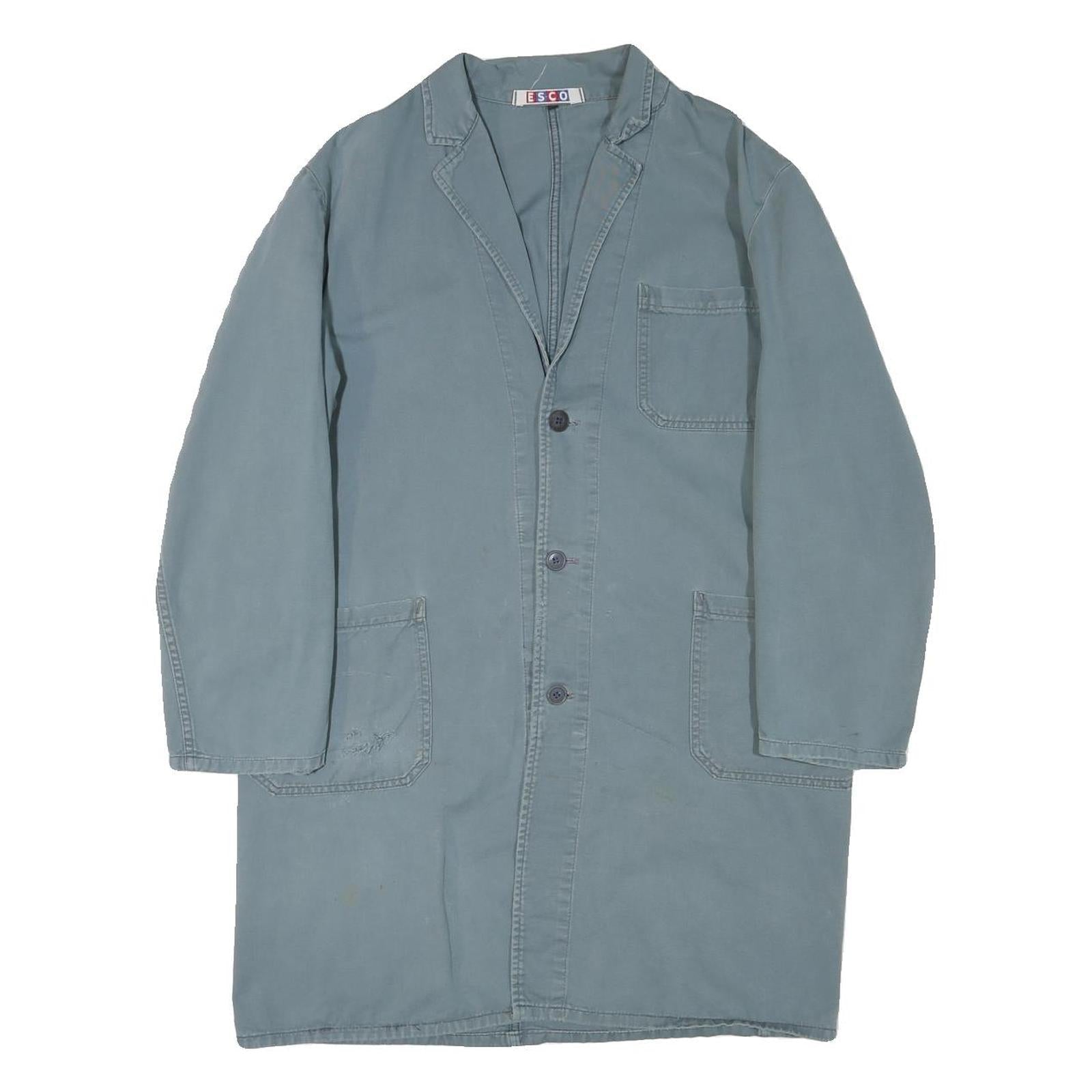 ESCO Mens Blue Cotton Blend Jacket M Button Closure Plain Casual Workwear Refurbished - N/A refurbished available on Cerqular