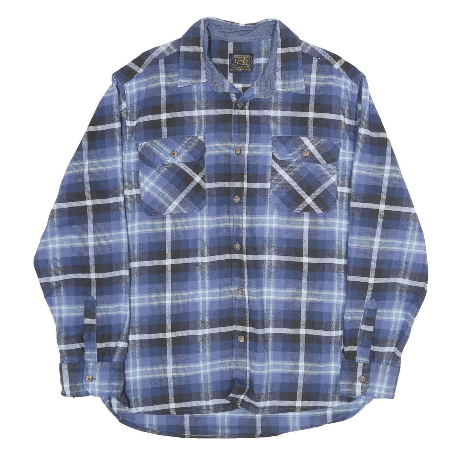 JACHS Mens Blue Black Check Shirt XL Casual Cotton Button Down Formal Refurbished - N/A refurbished available on Cerqular