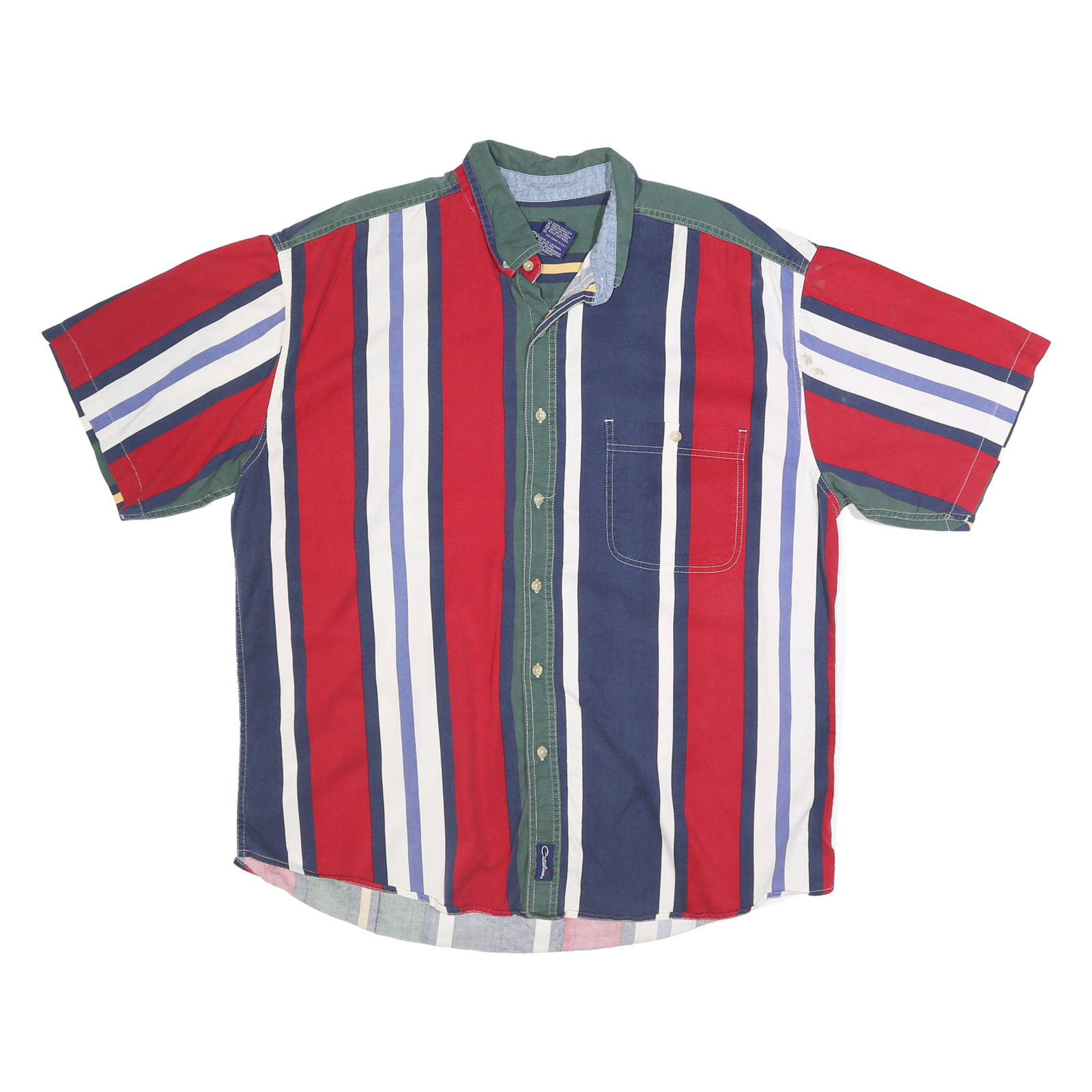 CATALINA Mens Red & Navy Striped Cotton Shirt XL Button-Down Casual Summer Refurbished - N/A refurbished available on Cerqular