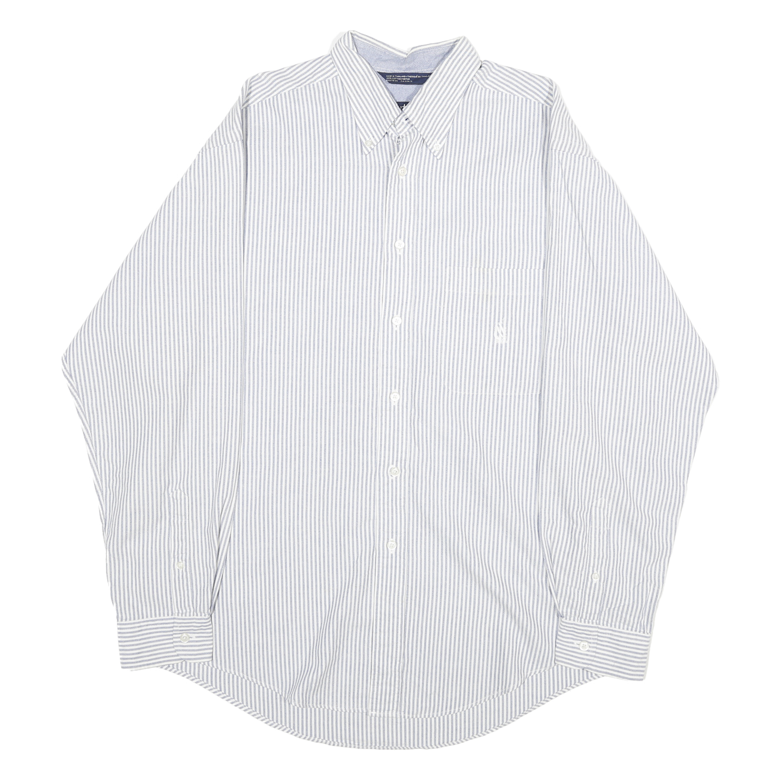 NAUTICA Mens Blue & White Stripe Shirt L Cotton Long Sleeve Button Collar Refurbished - N/A refurbished available on Cerqular