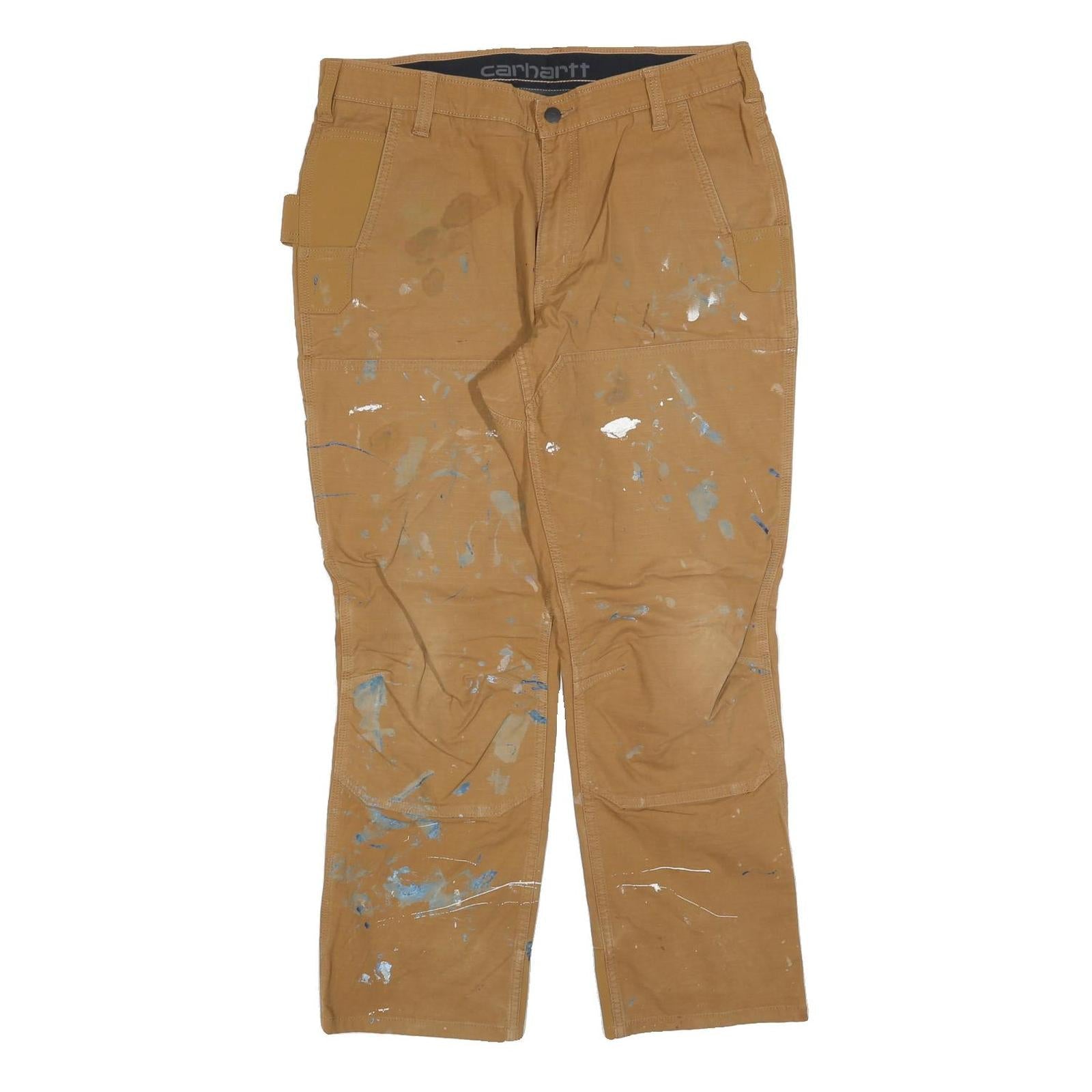 CARHARTT Mens Relaxed Fit Jeans Beige Cotton Blend W36 L30 Workwear Paint Refurbished - N/A refurbished available on Cerqular