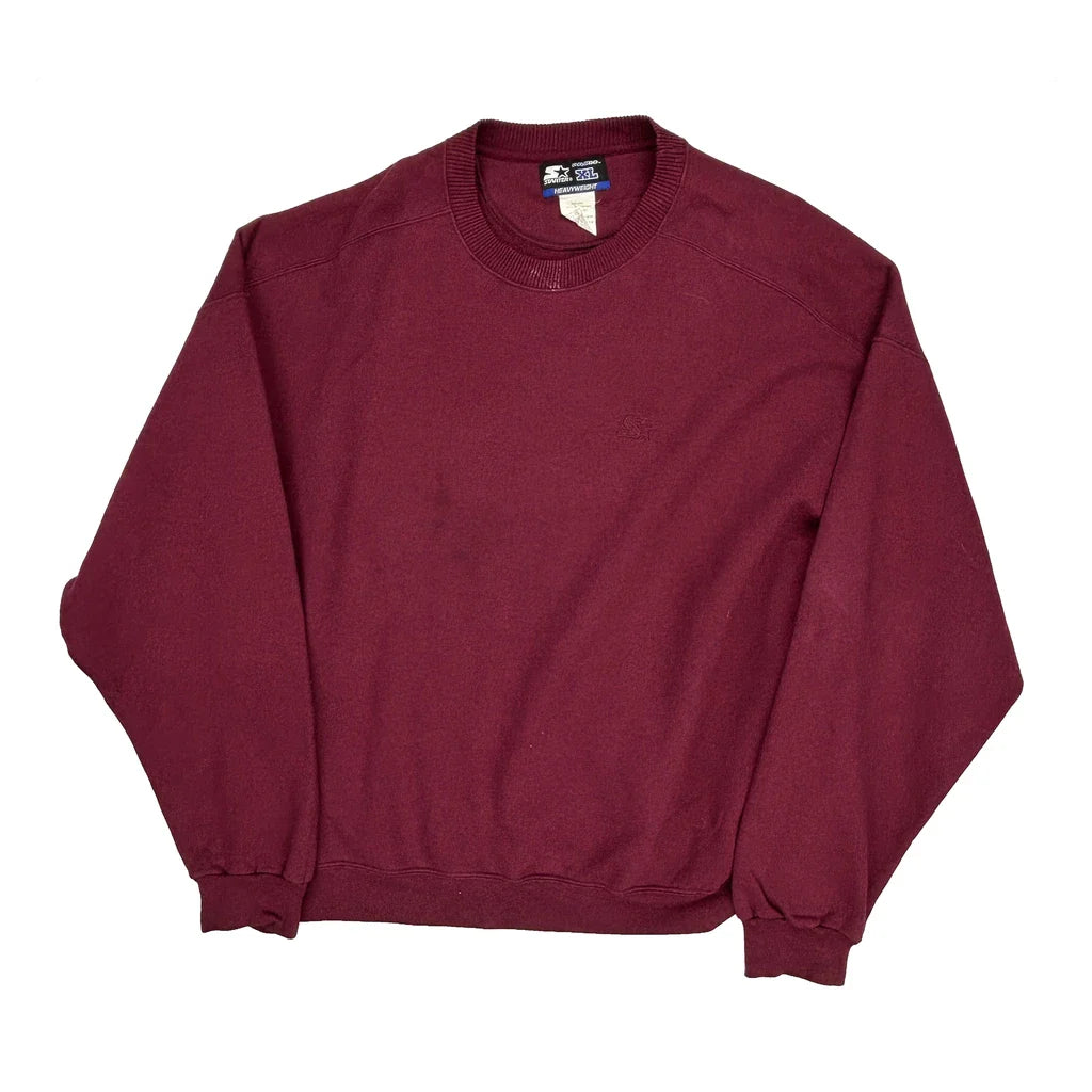 Heavyweight Starter Sweatshirt - XL Burgundy Cotton Blend Refurbished - Thrifted (note: this is a term often used to describe second- refurbished available on Cerqular