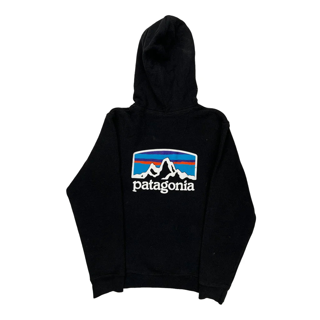 Fair Trade Certified Patagonia Hoodie - Small Black Cotton Refurbished - Thrifted (note: this is a term often used to describe second- refurbished available on Cerqular