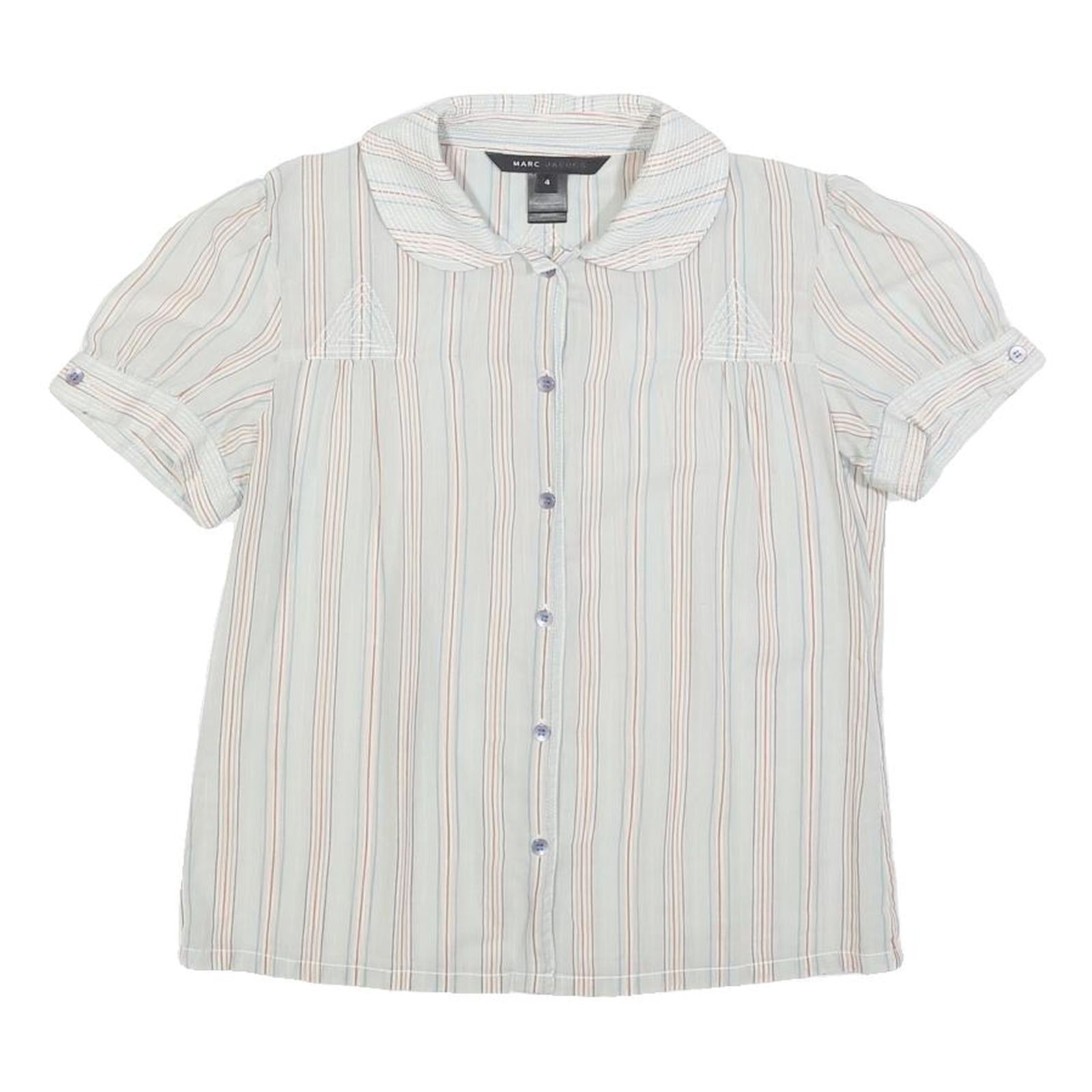 MARC JACOBS Womens Blue Striped Shirt Short Sleeve Button Neck S Cotton Refurbished - N/A refurbished available on Cerqular