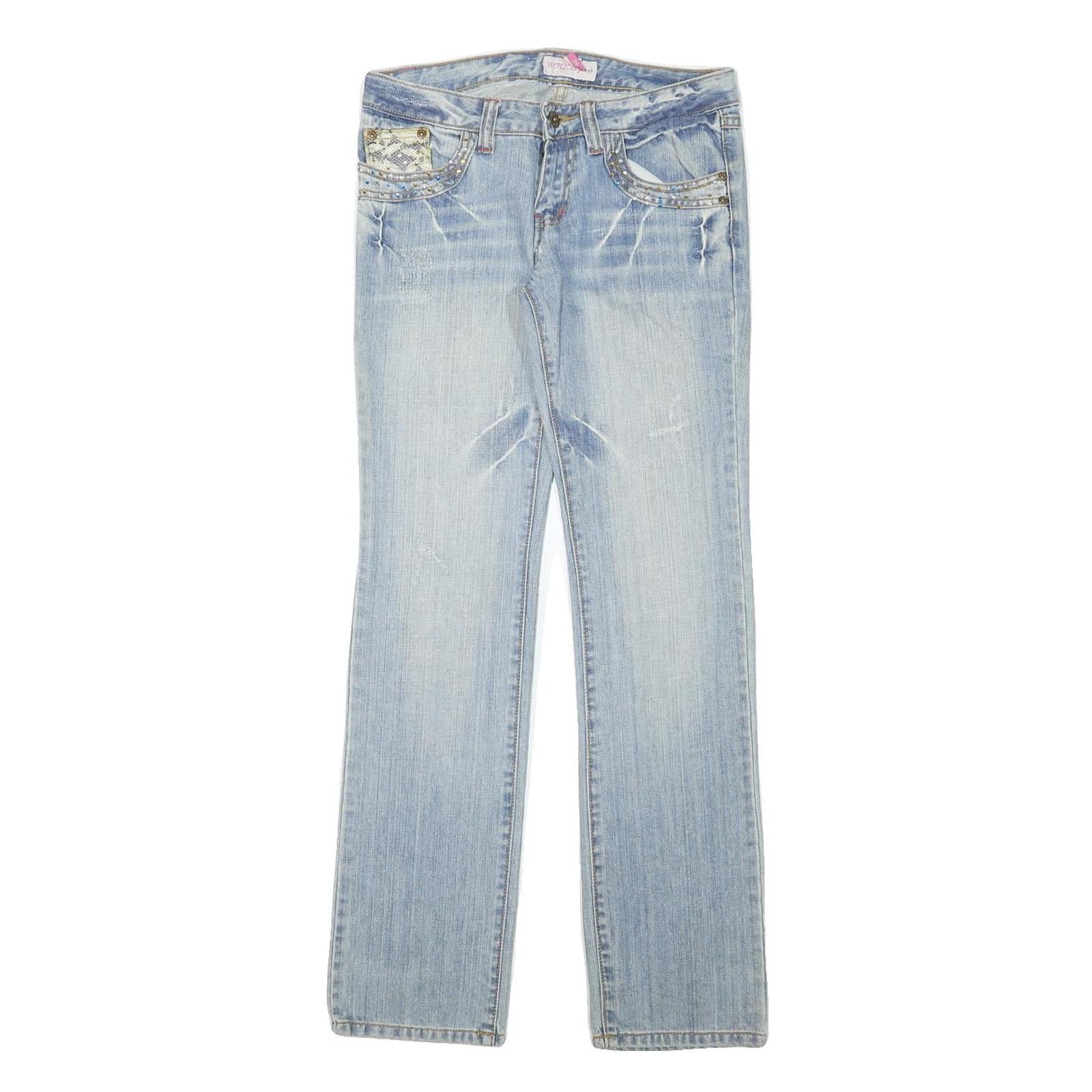 WENDJS Womens Jeans Blue Regular Straight Denim Medium W29 L30 Studded Lace Refurbished - N/A refurbished available on Cerqular