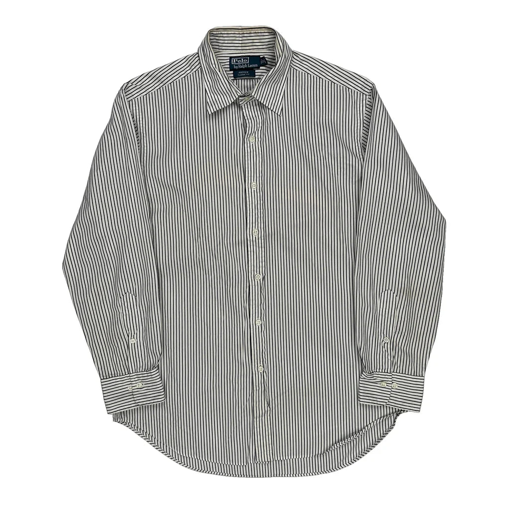 Polo By Ralph Lauren Striped Shirt - Medium Black & White Cotton Refurbished - Thrifted (note: this is a term often used to describe second- refurbished available on Cerqular