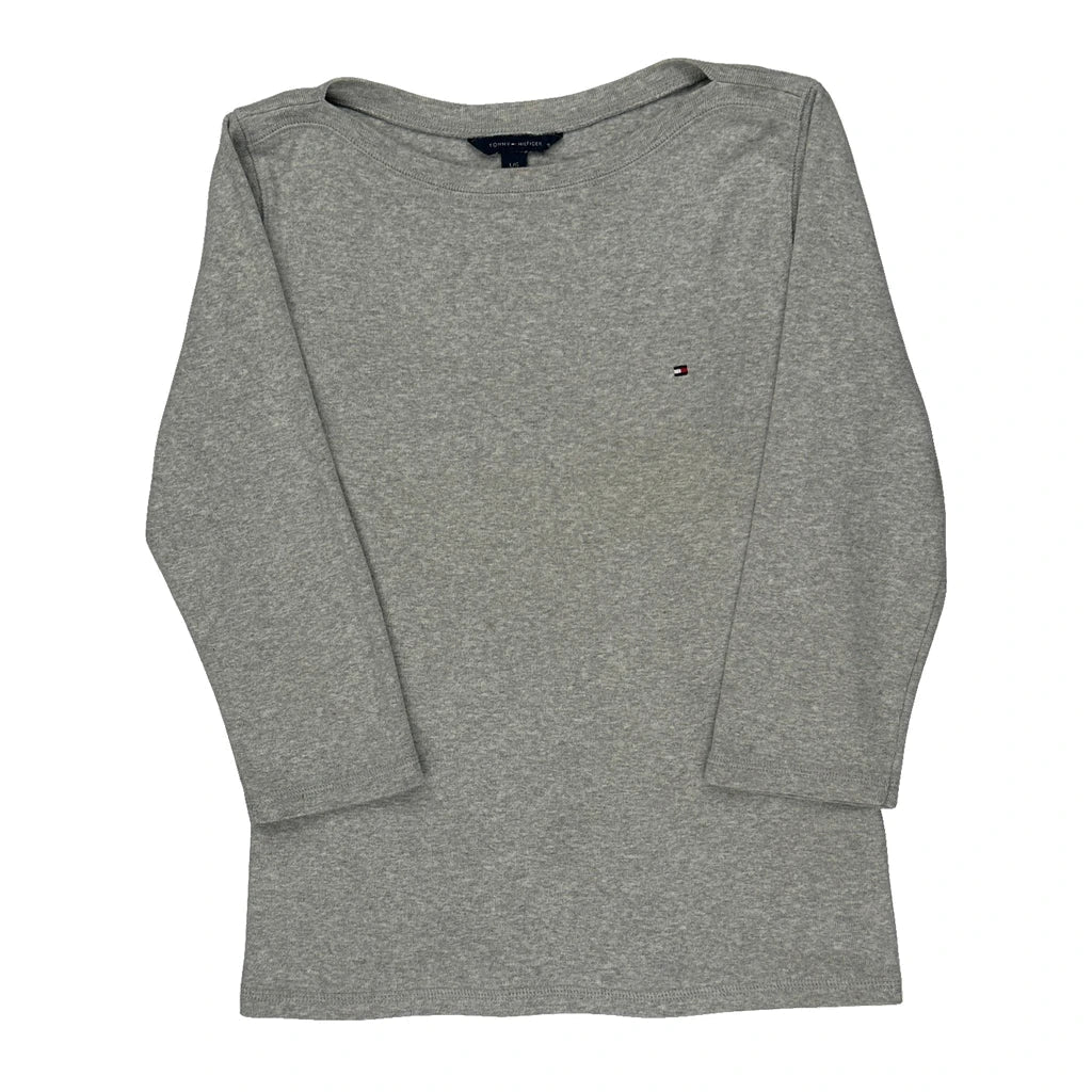 Tommy Hilfiger Jumper - Large Grey Cotton Refurbished - Thrifted (note: this is a term often used to describe second- refurbished available on Cerqular