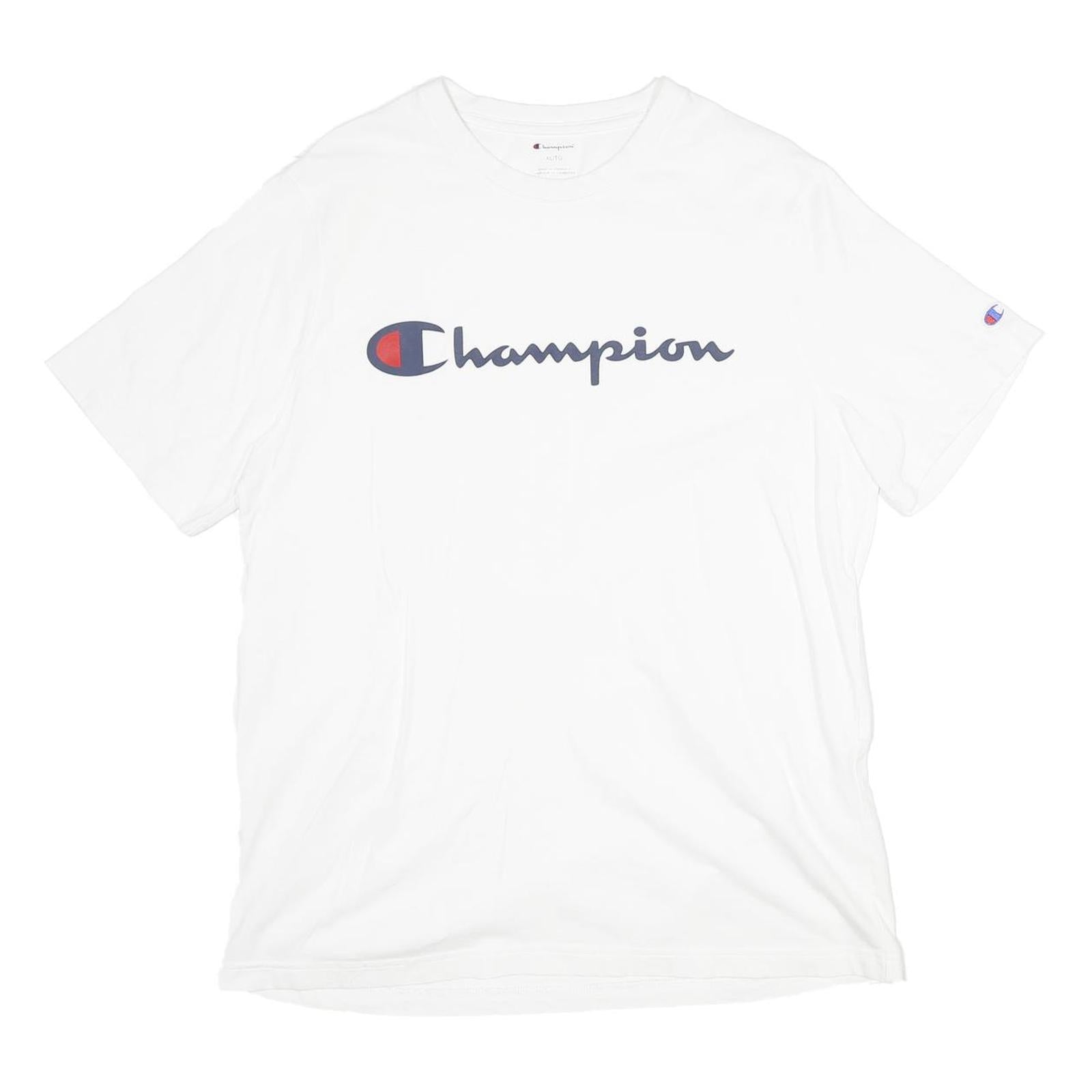 CHAMPION Mens White Graphic T-Shirt XL Short Sleeve Crew Neck Casual Refurbished - N/A refurbished available on Cerqular