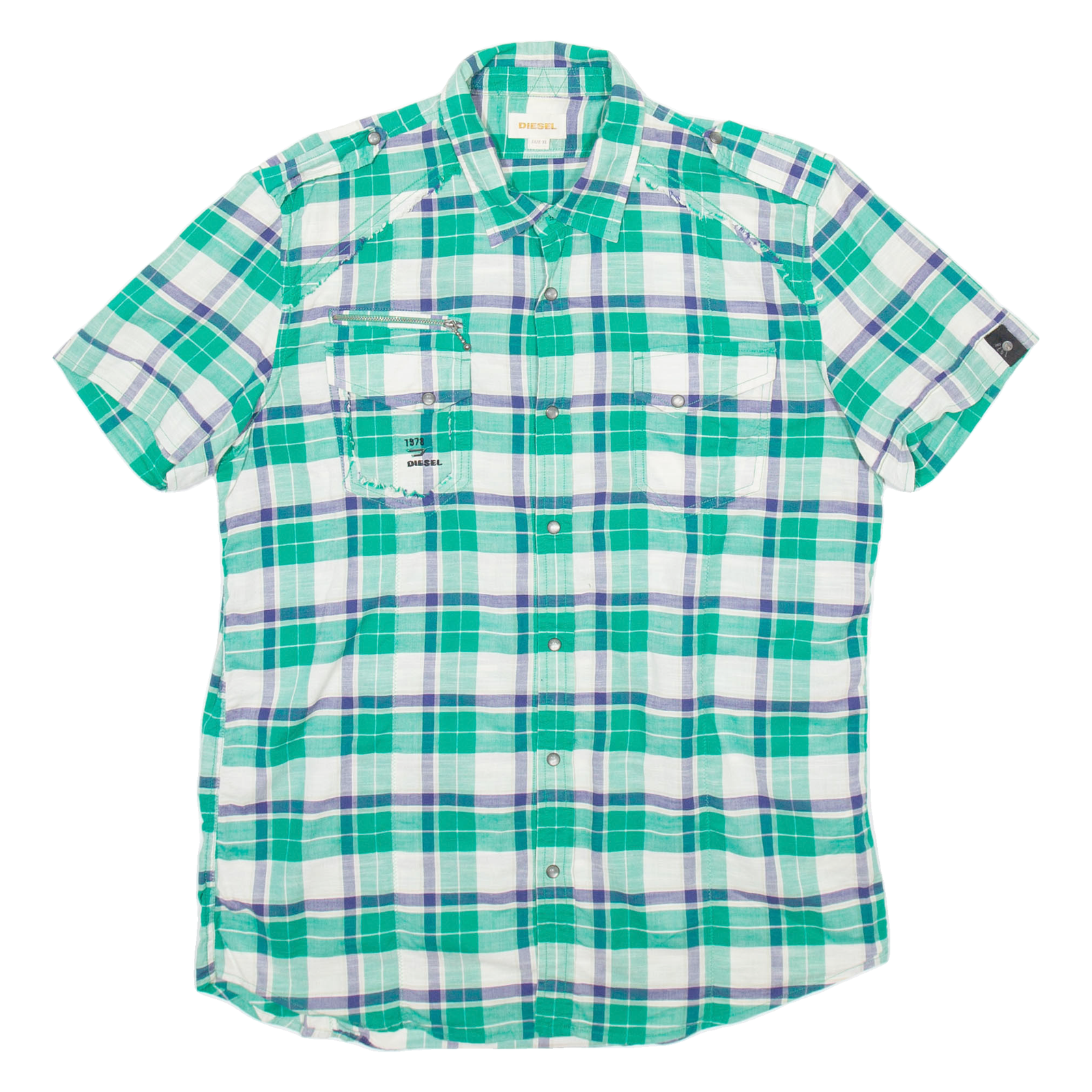 DIESEL Mens Shirt Green Check XL Refurbished - N/A refurbished available on Cerqular