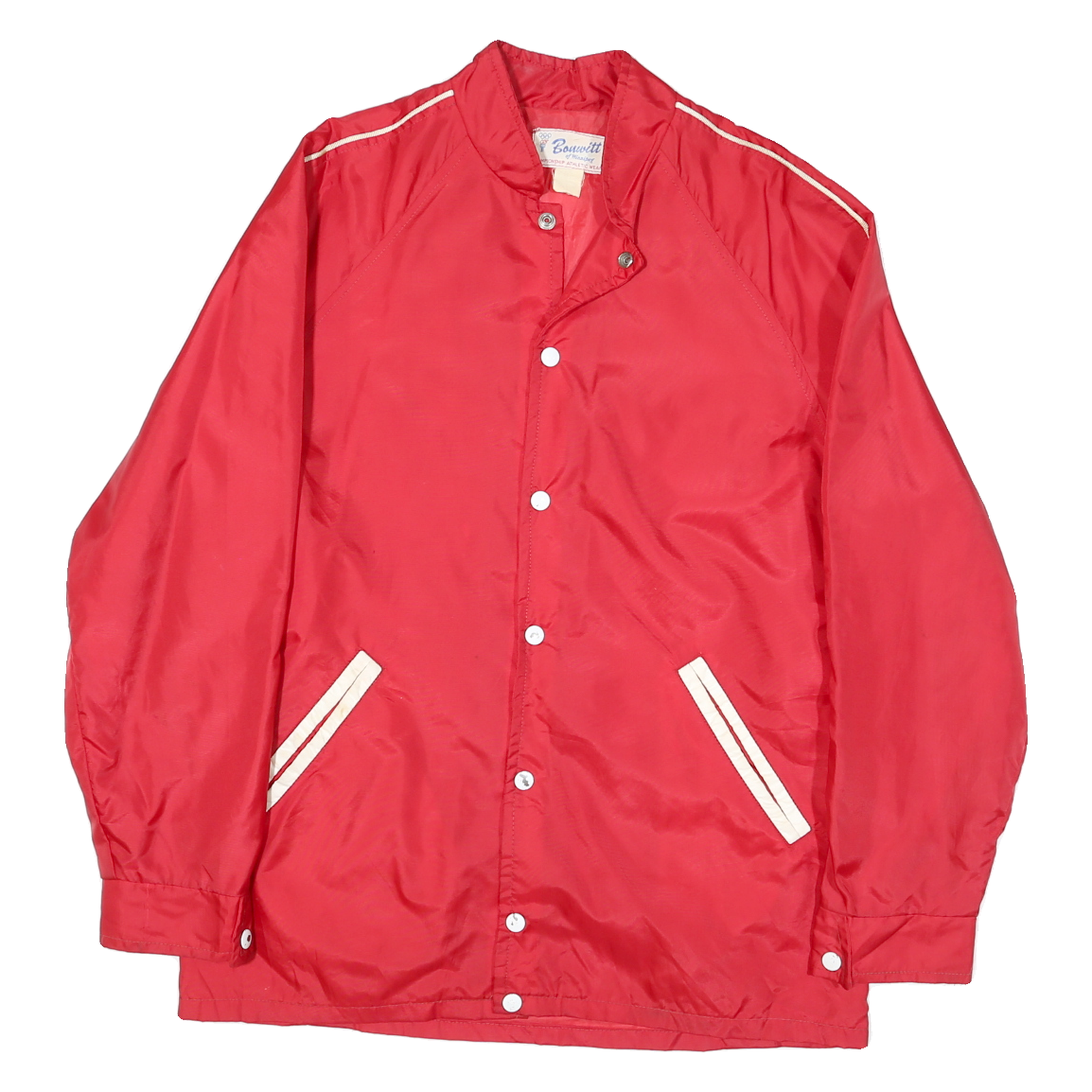 BOUWITT Mens Red & White Button Jacket L Polyester Blend Plain Northern Refurbished - N/A refurbished available on Cerqular