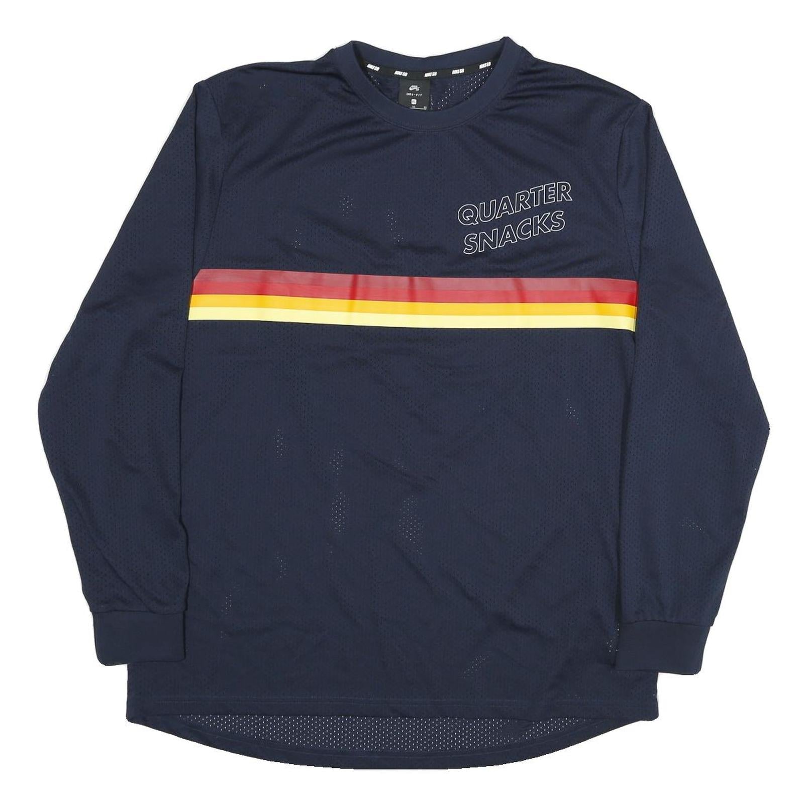 NIKE Mens Navy Blue Quarter Snacks Long Sleeve Crew Neck Polyester Blend XL Refurbished - N/A refurbished available on Cerqular