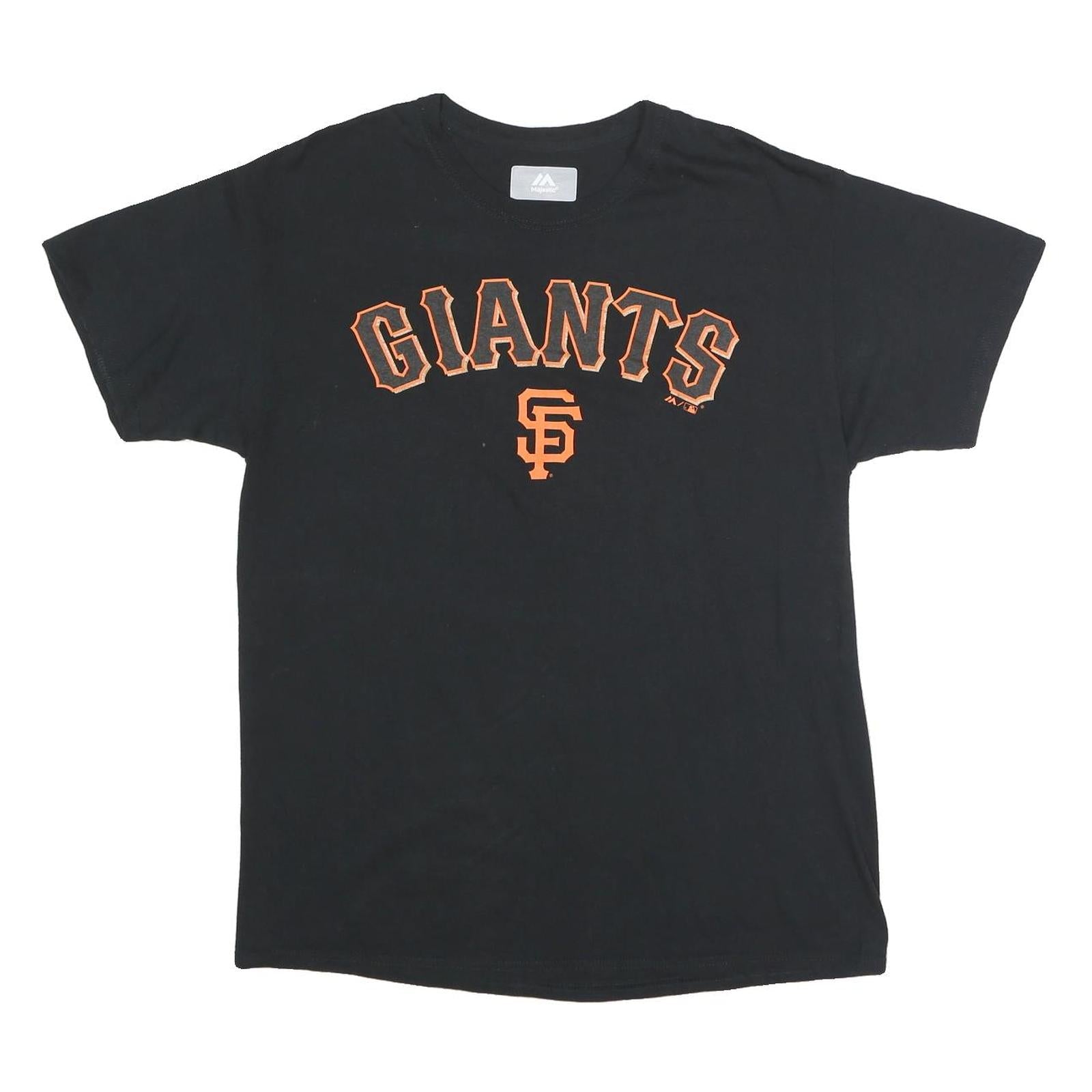 MAJESTIC Mens Black Giants Graphic T-Shirt L Short Sleeve Crew Neck Cotton Blend Refurbished - N/A refurbished available on Cerqular