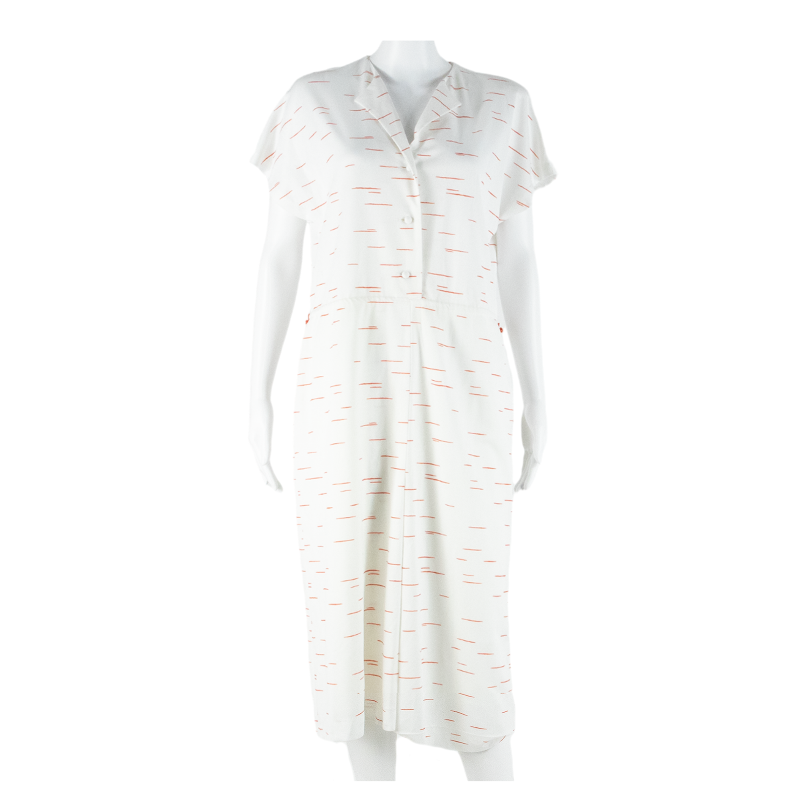MARCELLE GRIFFON Womens Day Dress White Striped Short Sleeve Midi L Refurbished - N/A refurbished available on Cerqular