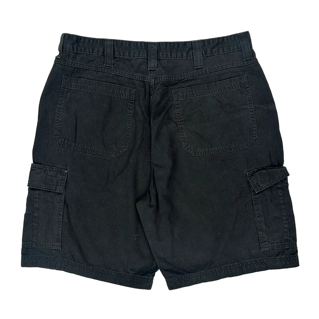 Wrangler Cargo Shorts - 35W 10L Black Cotton Refurbished - Thrifted (note: this is a term often used to describe second- refurbished available on Cerqular
