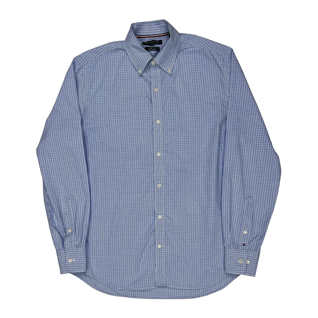 Buy Tommy Hilfiger Checked Shirt - Medium Blue Cotton Refurbished - $30.81 Tommy Hilfiger Checked Shirt - Medium Blue Cotton Refurbished - Thrifted (note: this is a term often used to describe second- refurbished available on Cerqular