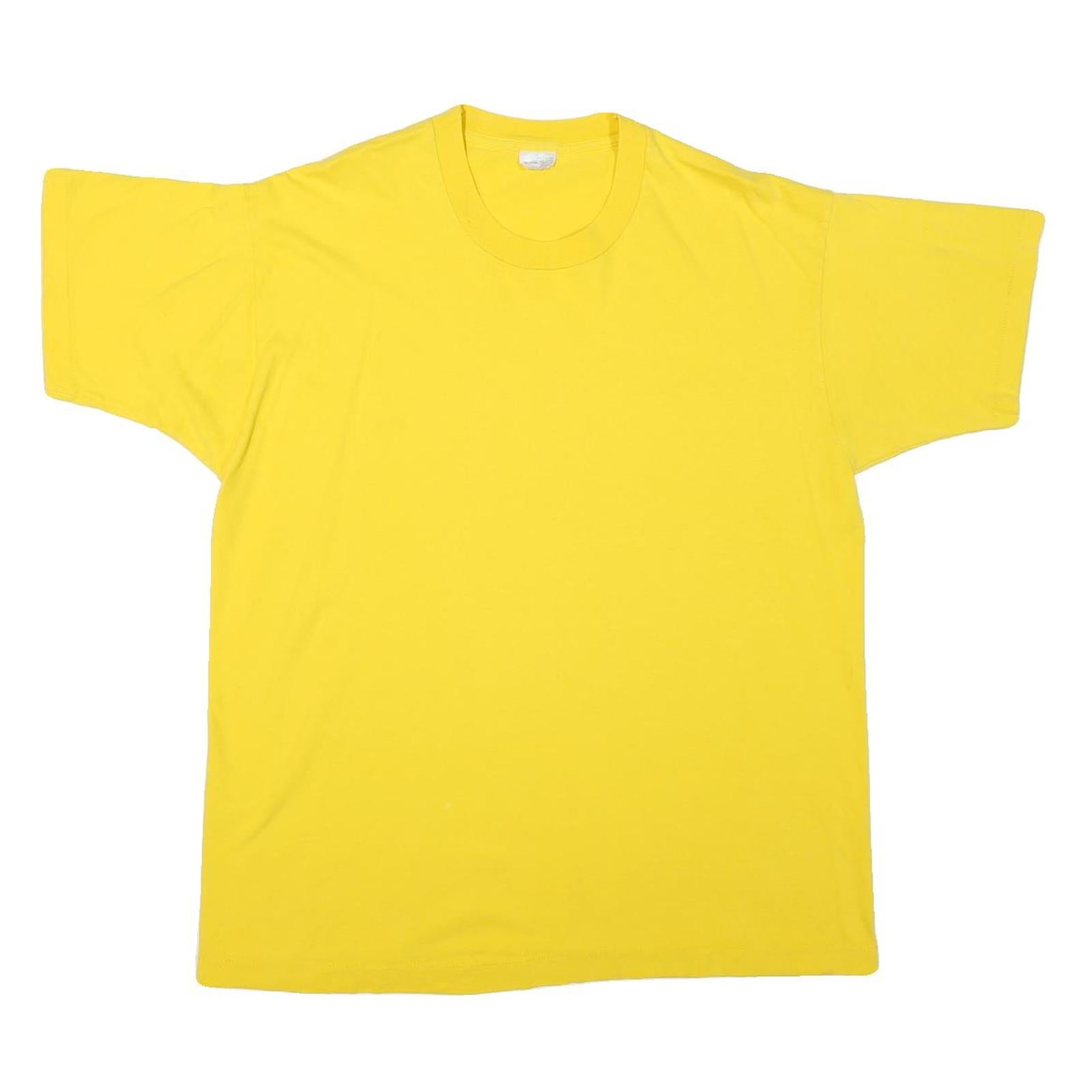 Mens Yellow Plain Cotton Blend T-Shirt XL Short Sleeve Crew Neck Casual Basic Refurbished - N/A refurbished available on Cerqular