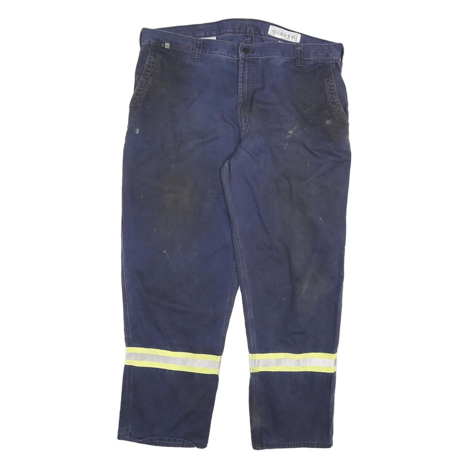 CARHARTT Mens Cotton Blend Navy Reflective Strip Relaxed Workwear Trousers W40 Refurbished - N/A refurbished available on Cerqular
