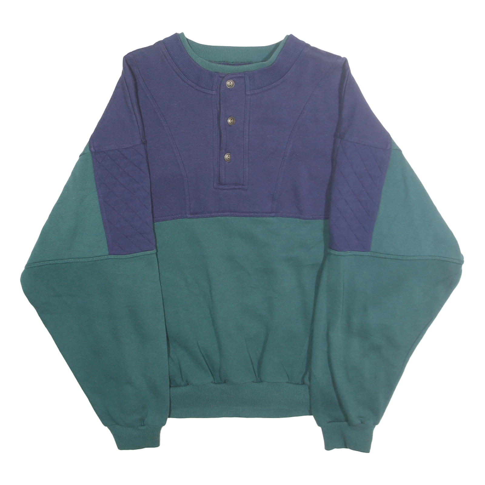 SEARS ROEBUCK Mens Blue & Green Crew Neck L Button Front Sweatshirt Refurbished - N/A refurbished available on Cerqular