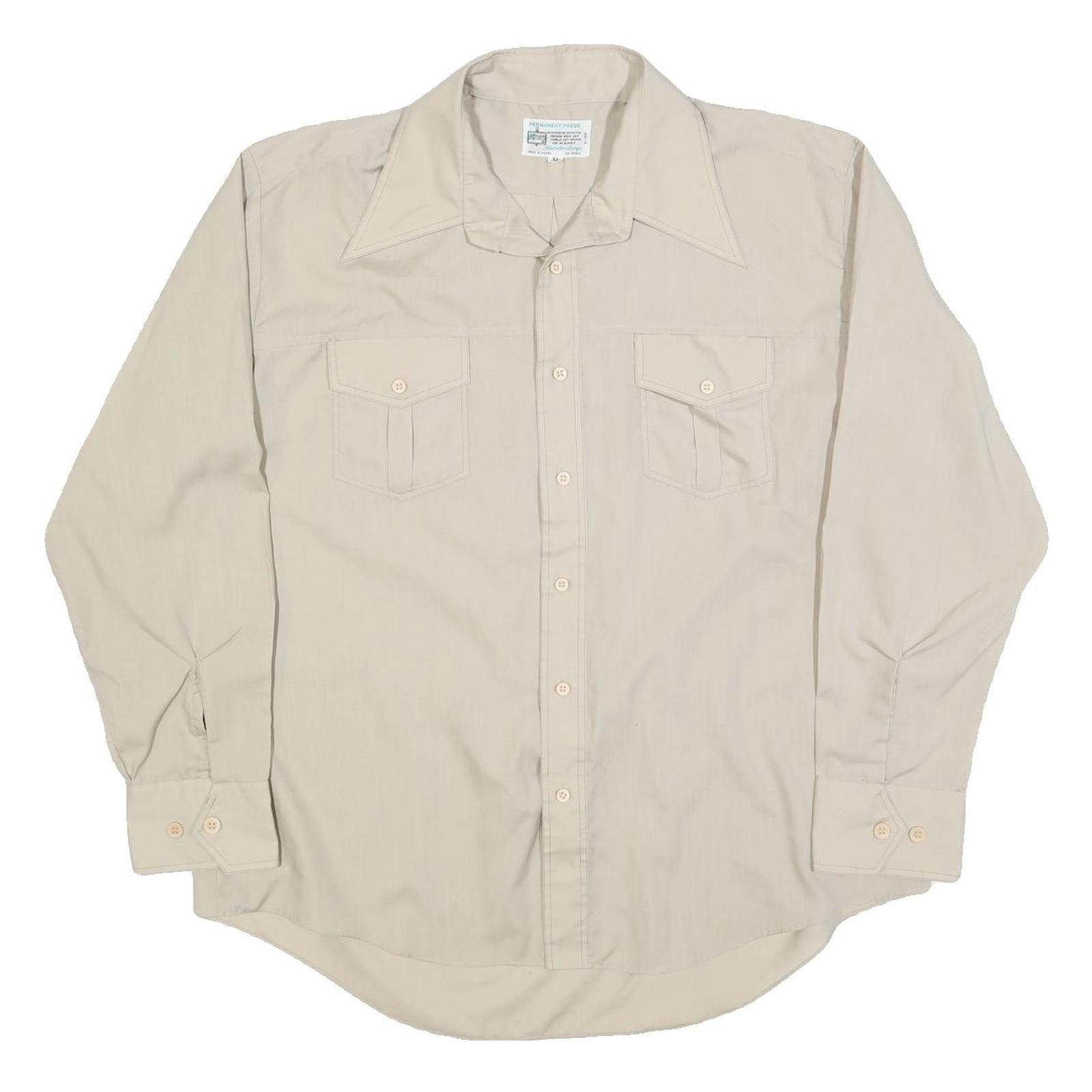 KMART Mens Beige Polyester Blend Shirt XL Long Sleeve Button Front Casual Refurbished - N/A refurbished available on Cerqular