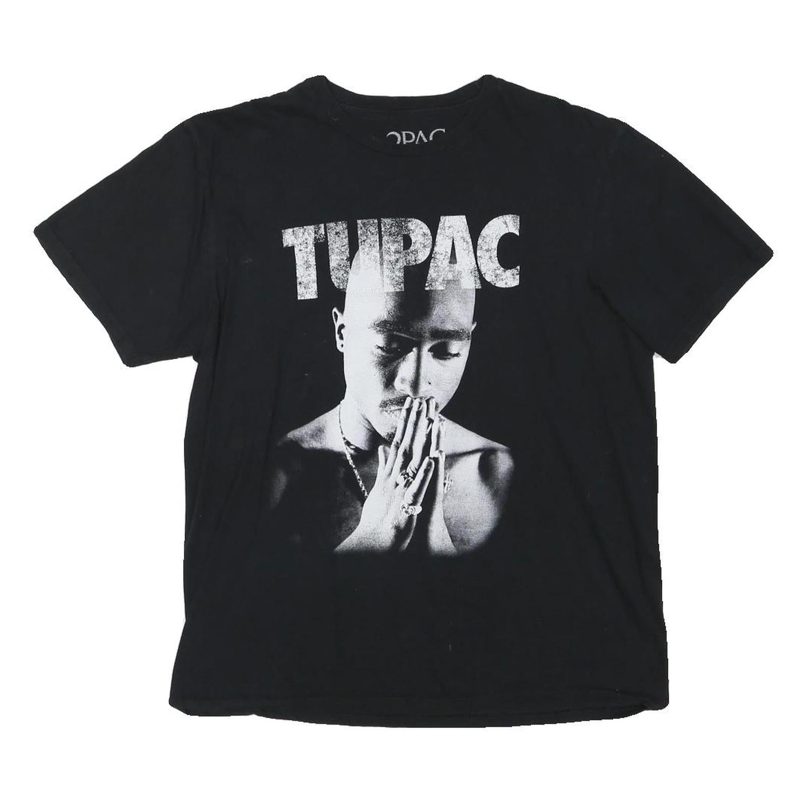 2PAC Mens Black Graphic T-Shirt L Short Sleeve Crew Neck Classic Cotton Blend Refurbished - N/A refurbished available on Cerqular