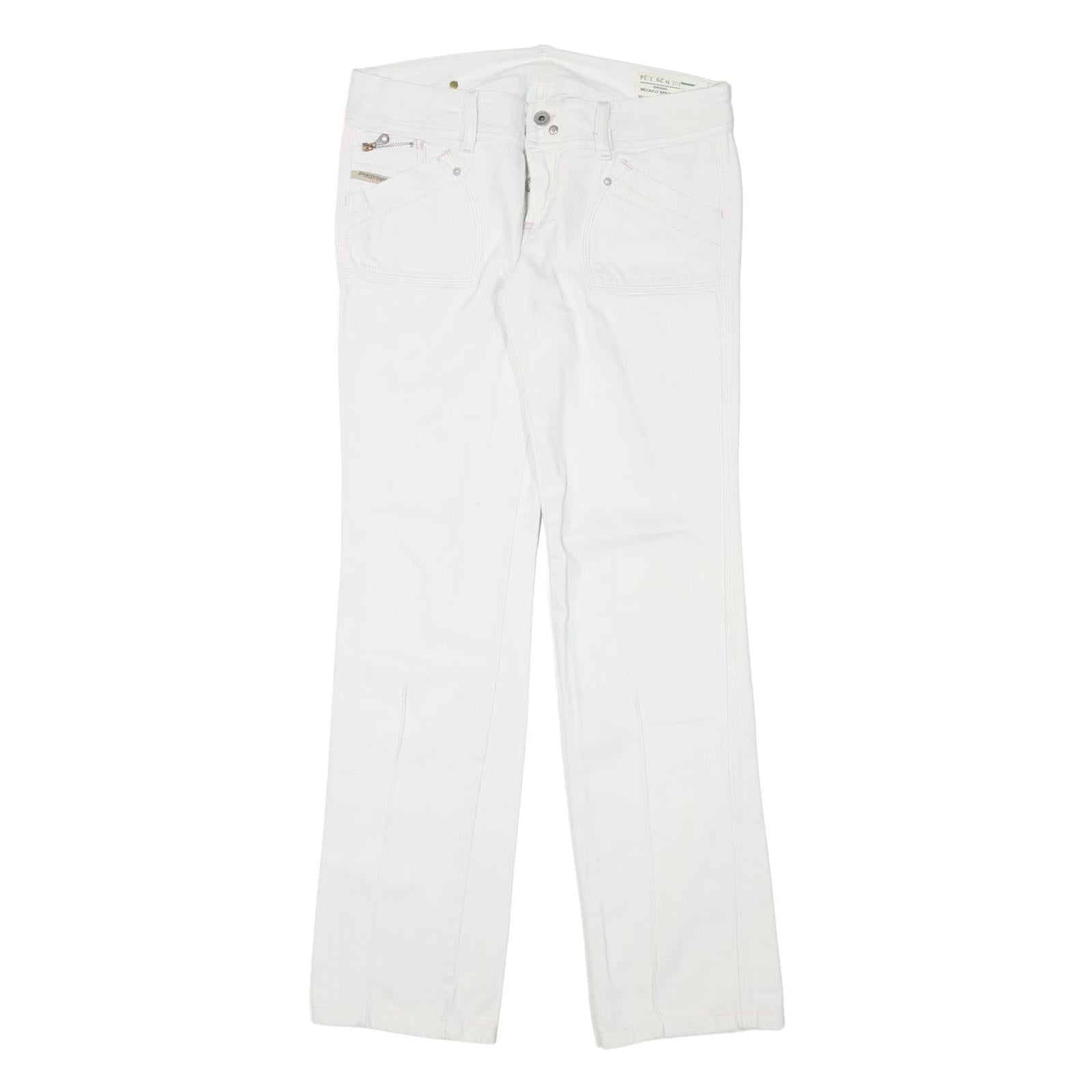 DIESEL Womens Jeans White Regular Straight Denim W32 L33 Classic Fit Zip Refurbished - N/A refurbished available on Cerqular