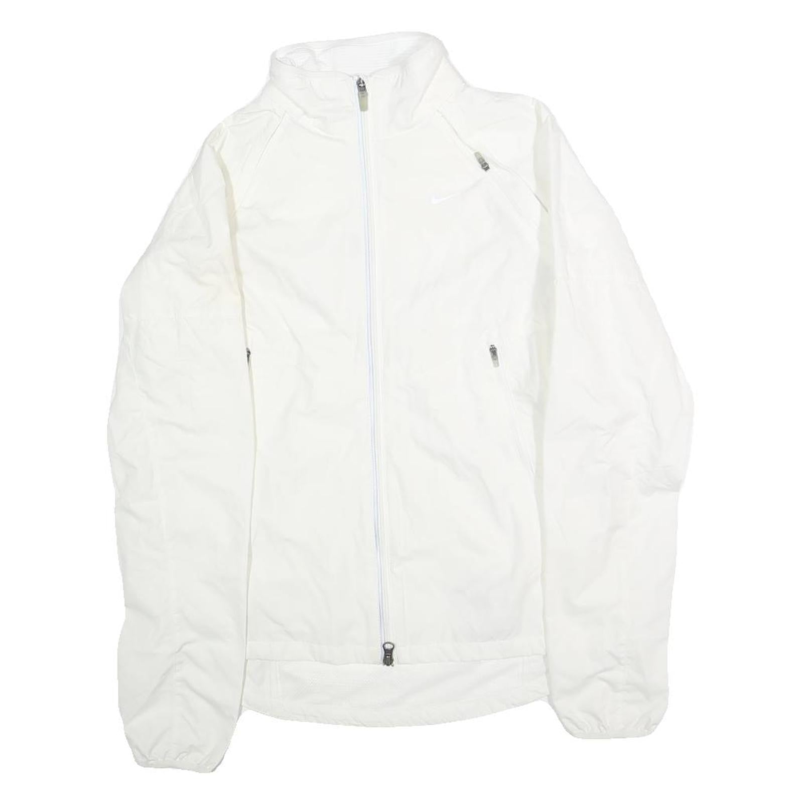 NIKE Mens White Jacket S Polyester Plain Zip Sportswear Lightweight Trail Refurbished - N/A refurbished available on Cerqular