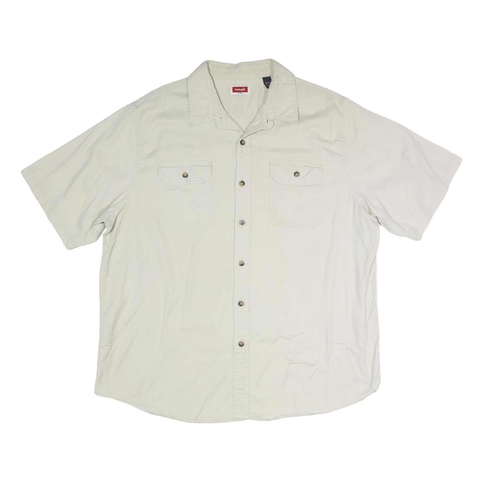 WRANGLER Mens Cream Short Sleeve Cotton Blend Shirt XL Button Pocket Casual Refurbished - N/A refurbished available on Cerqular