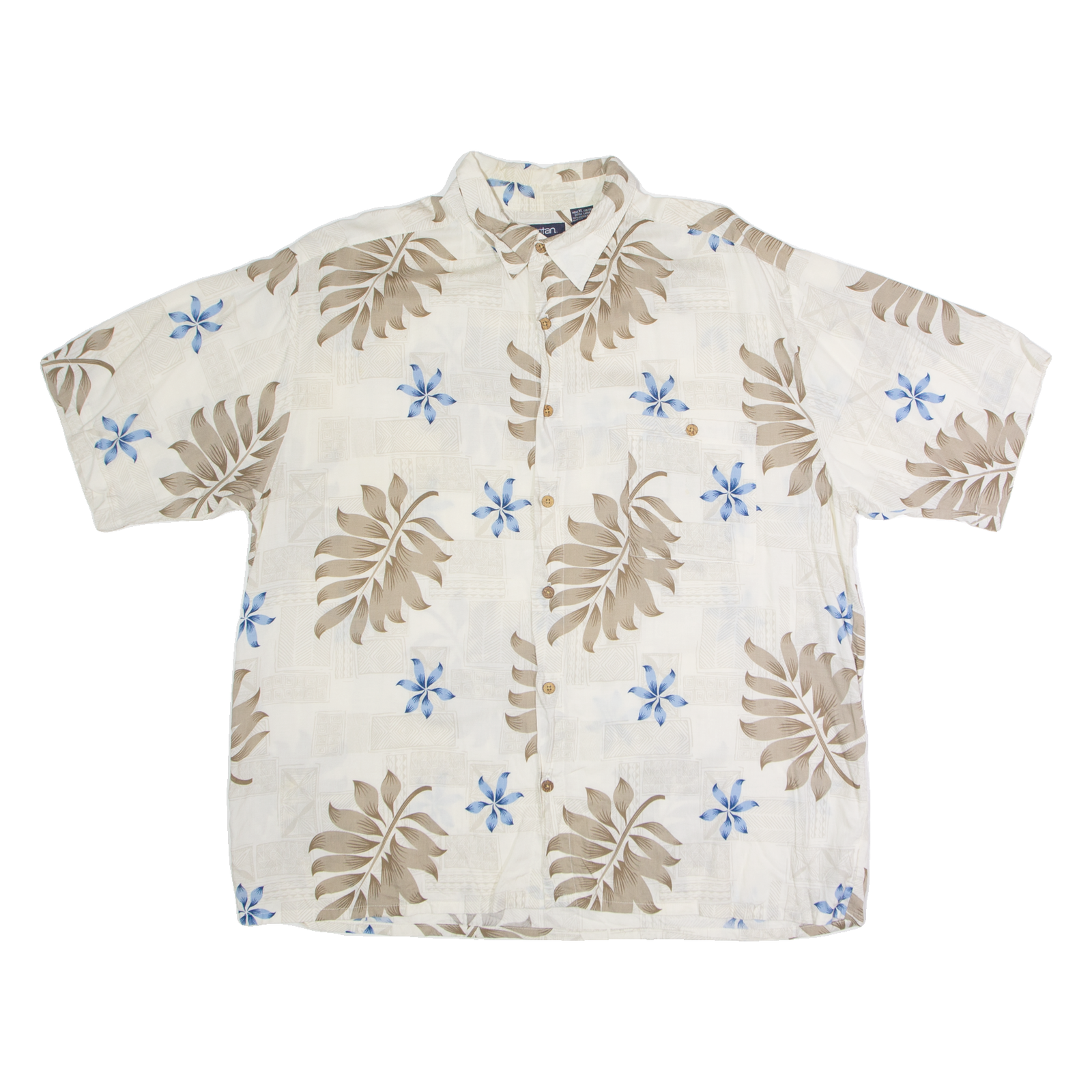 PURITAN Mens Hawaiian Shirt Beige Viscose Floral XL Refurbished - N/A refurbished available on Cerqular