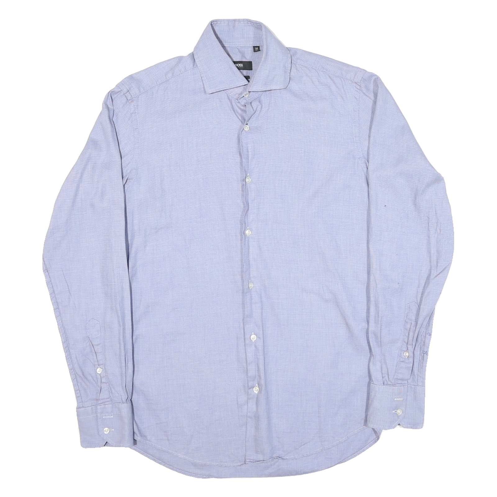BOSS Mens Blue Plain Shirt L Cotton Blend Classic Fit Long Sleeve Button Shirt Refurbished - N/A refurbished available on Cerqular
