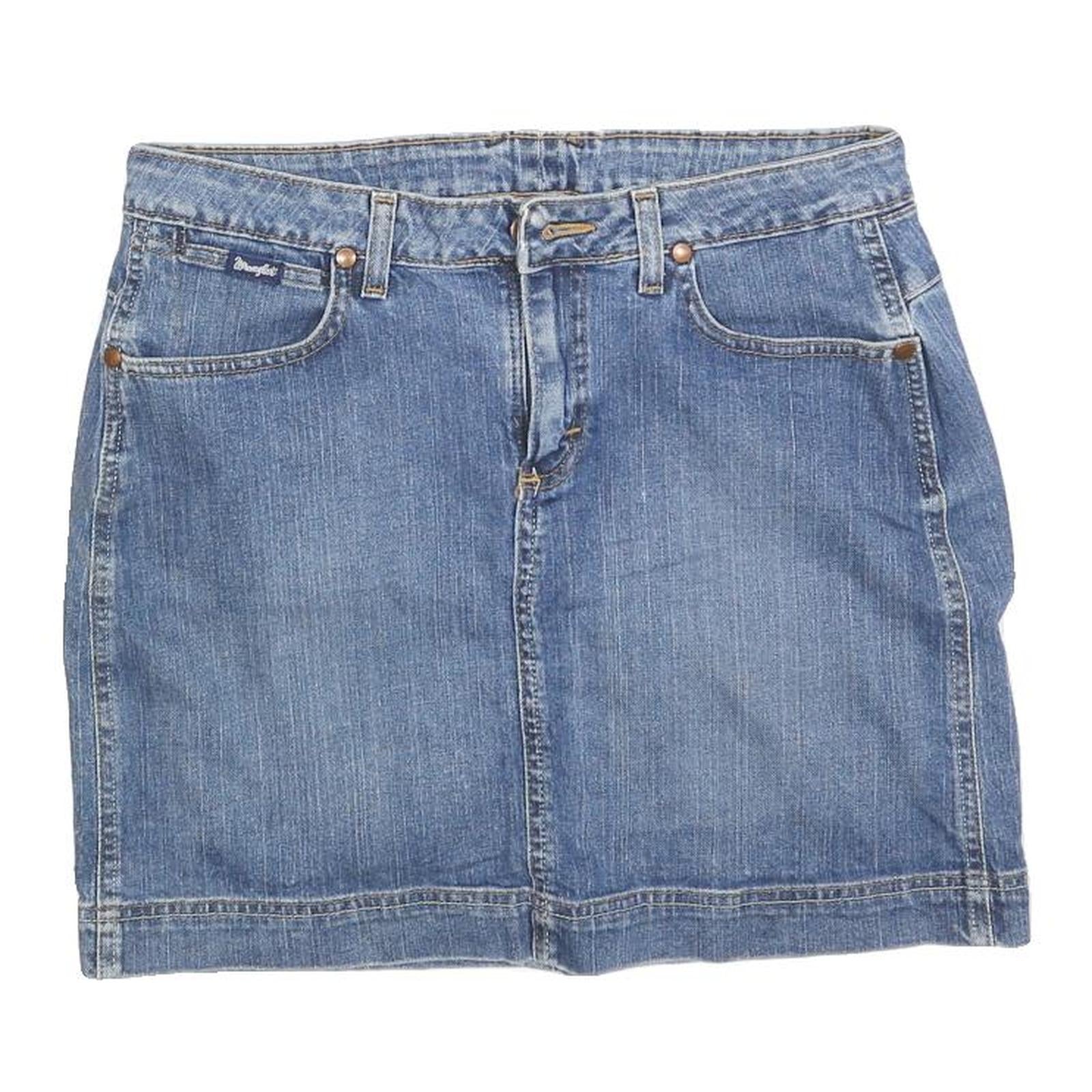 WRANGLER Womens Blue Denim Mini Cotton Blend Skirt M Classic Casual Fashion Refurbished - N/A refurbished available on Cerqular