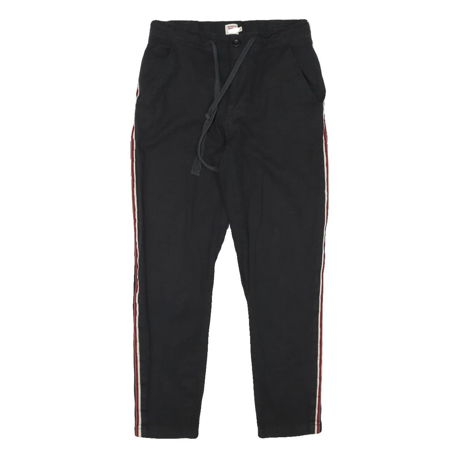 LEVI'S Womens Black Slim Drawstring Cotton Blend Trousers W23 L25 Casual Refurbished - N/A refurbished available on Cerqular
