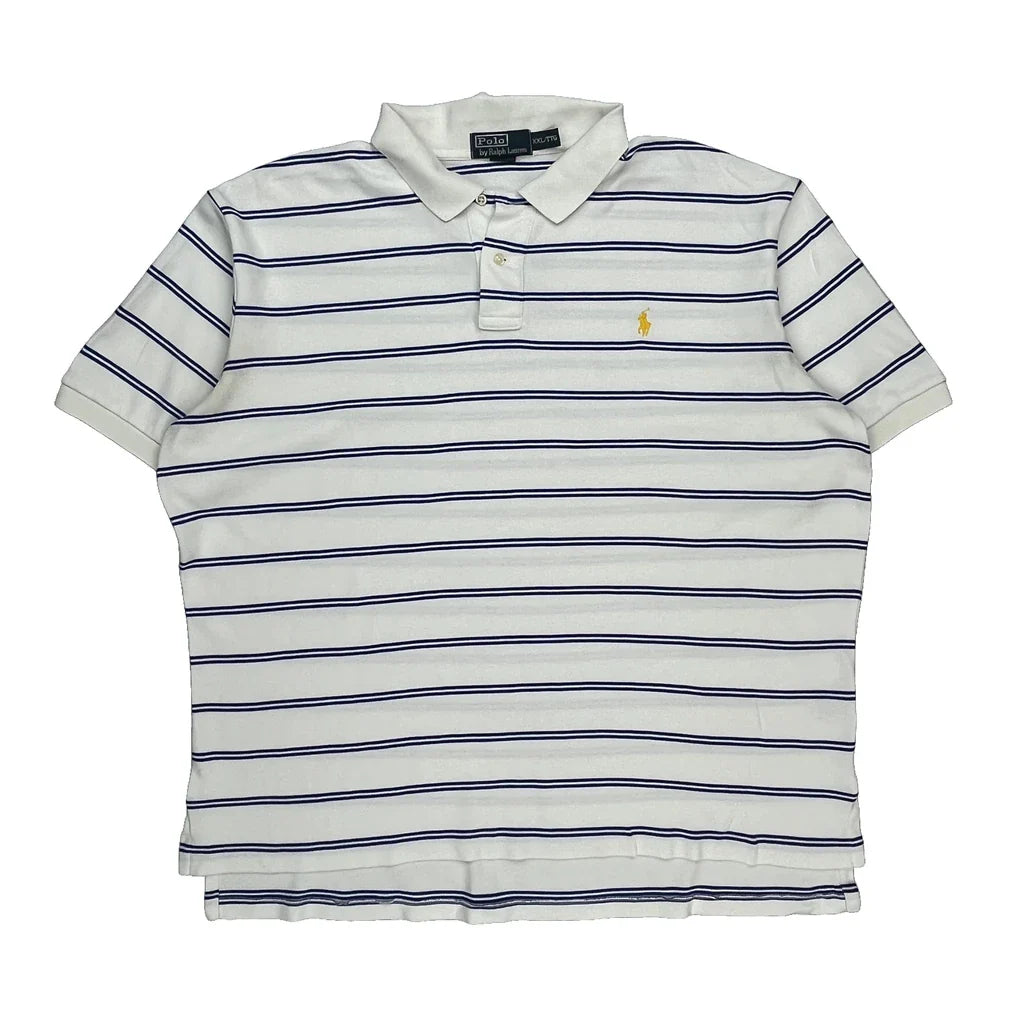 Buy Polo By Ralph Lauren Striped Polo Shirt - 2XL Blue Cotton Refurbished - $33.49 Polo By Ralph Lauren Striped Polo Shirt - 2XL Blue Cotton Refurbished - Thrifted (note: this is a term often used to describe second- refurbished available on Cerqular