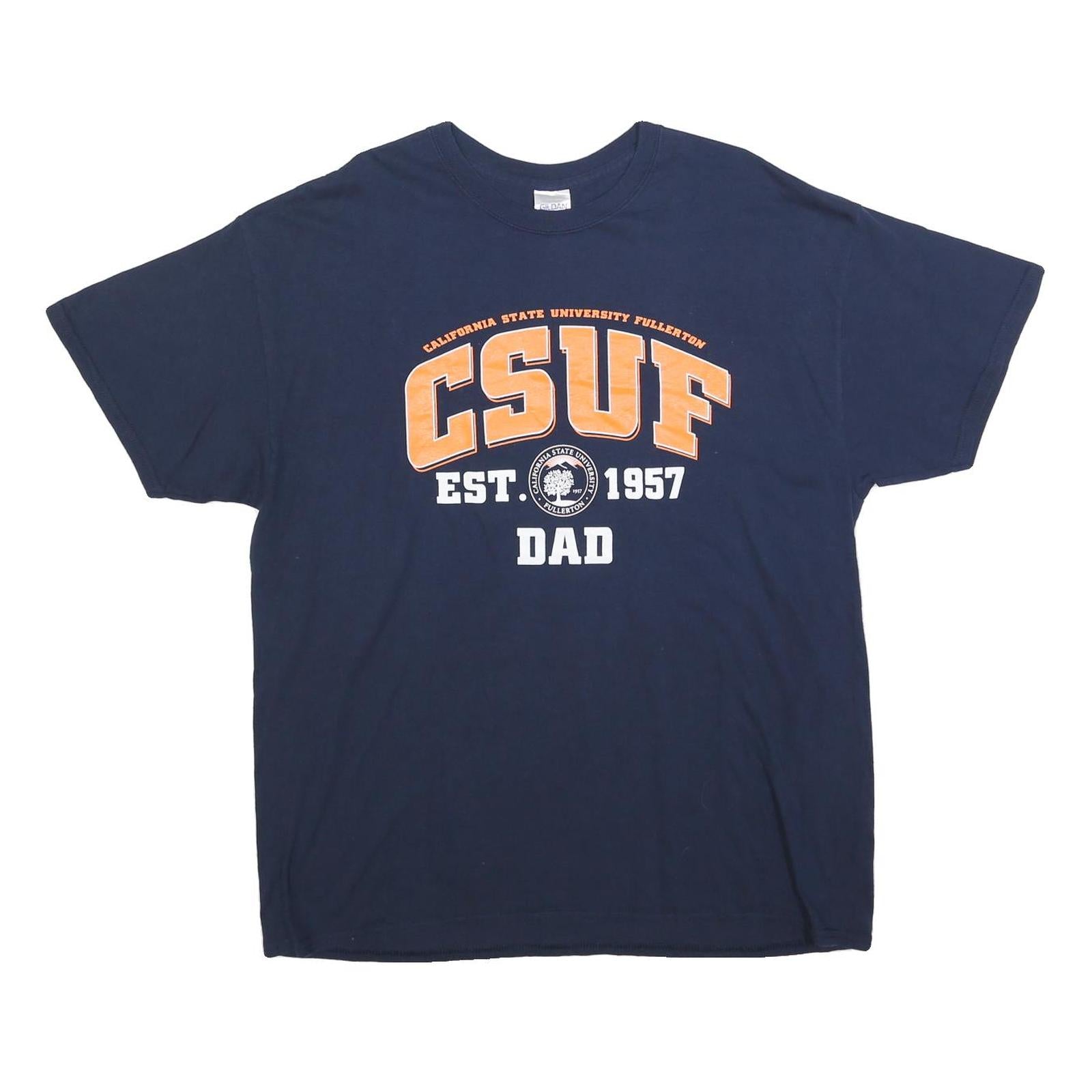 GILDAN Mens Navy Blue CSUF Dad Graphic T-Shirt XL Short Sleeve Crew Neck Refurbished - N/A refurbished available on Cerqular