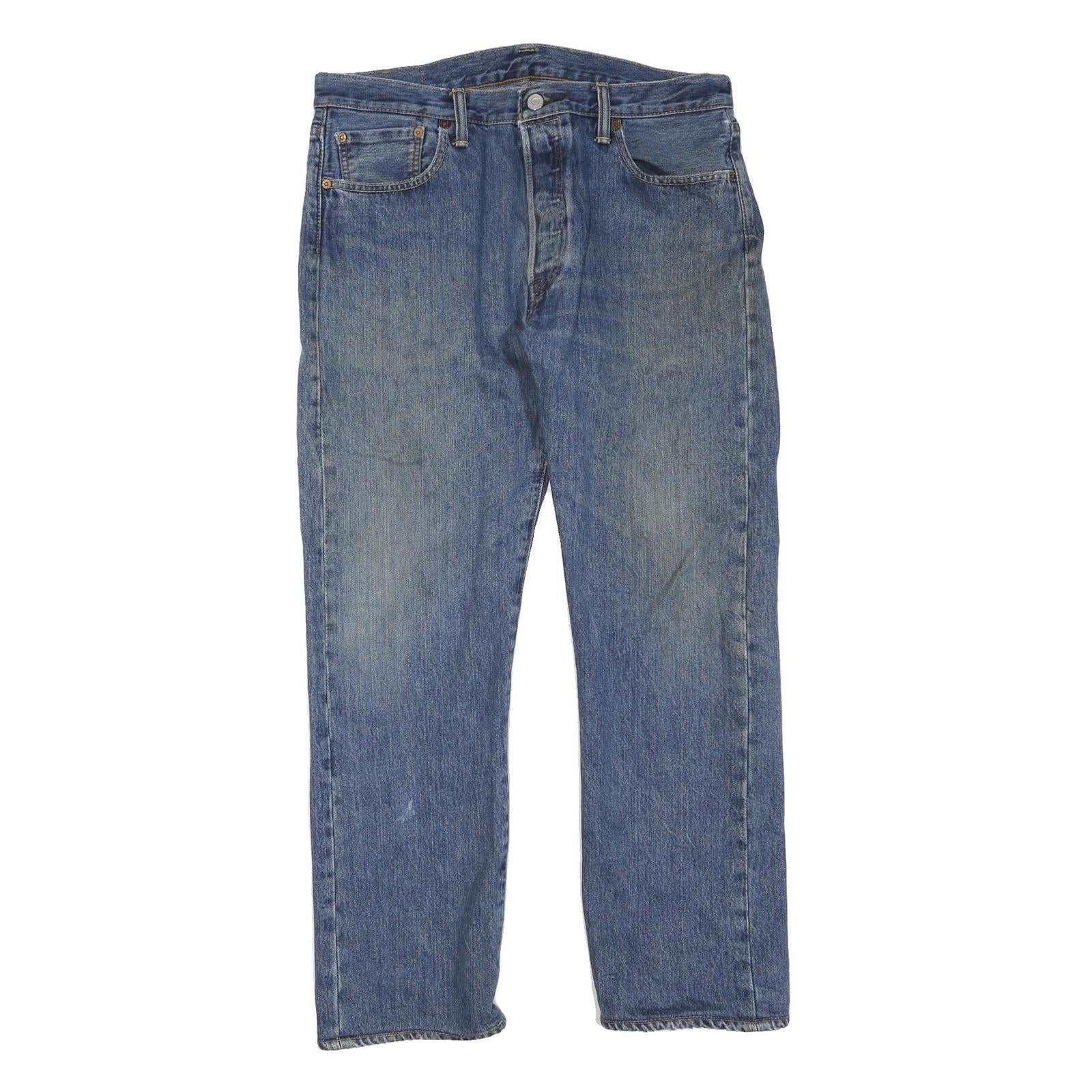 LEVI'S 501 Mens Regular Blue Denim Button Regular Fit Jeans W34 L30 Classic Refurbished - N/A refurbished available on Cerqular