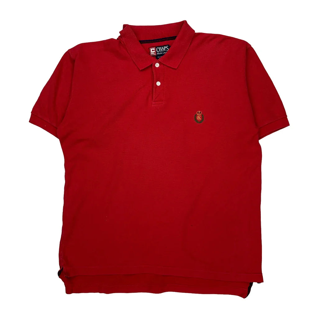 Chaps Ralph Lauren Polo Shirt - Medium Red Cotton Refurbished - Thrifted (note: this is a term often used to describe second- refurbished available on Cerqular