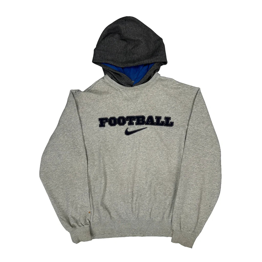 Nike Football Hoodie - Large Black Cotton Refurbished - Thrifted (note: this is a term often used to describe second- refurbished available on Cerqular