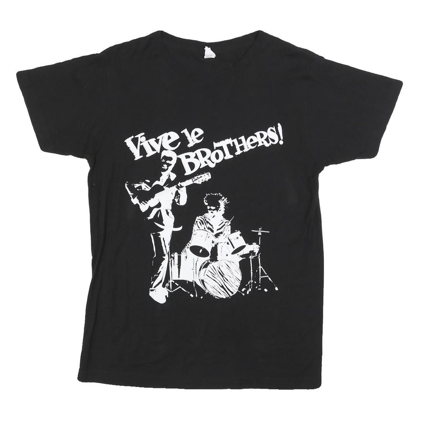 TULTEX Mens Black Vive Le Brothers Graphic T-Shirt S Short Sleeve Crew Neck Refurbished - N/A refurbished available on Cerqular