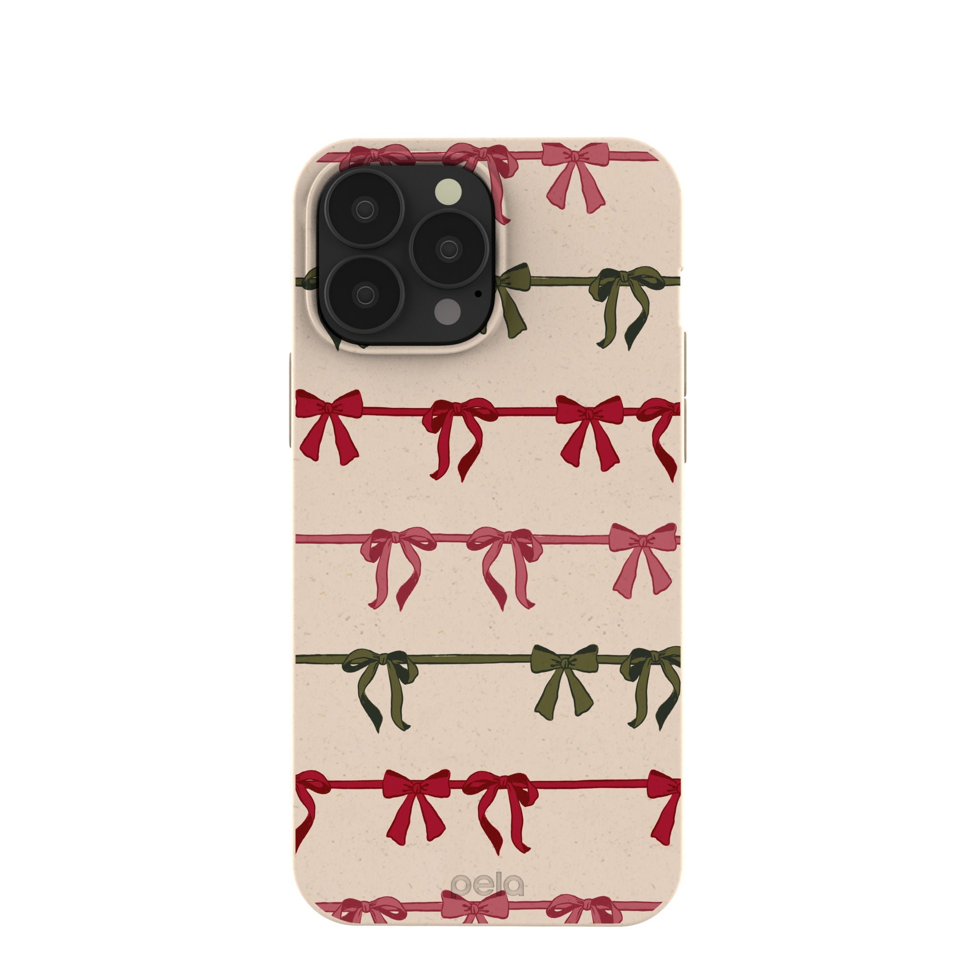 Seashell Holiday Bows iPhone 13 Pro Max Case Refurbished - Pela Case refurbished available on Cerqular