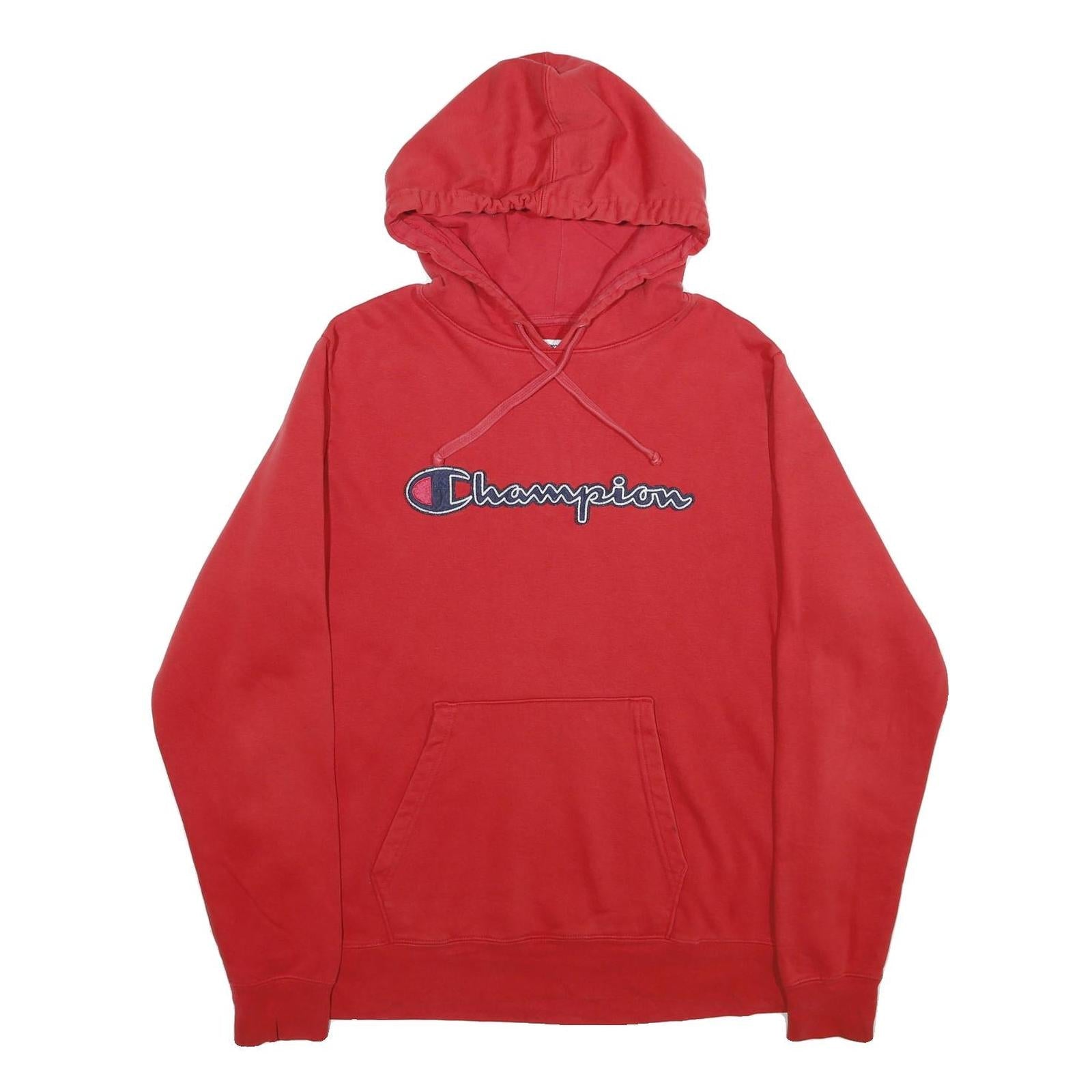 CHAMPION Mens Red Pullover Hoodie L Cotton Blend Casual Sweatshirt Refurbished - N/A refurbished available on Cerqular