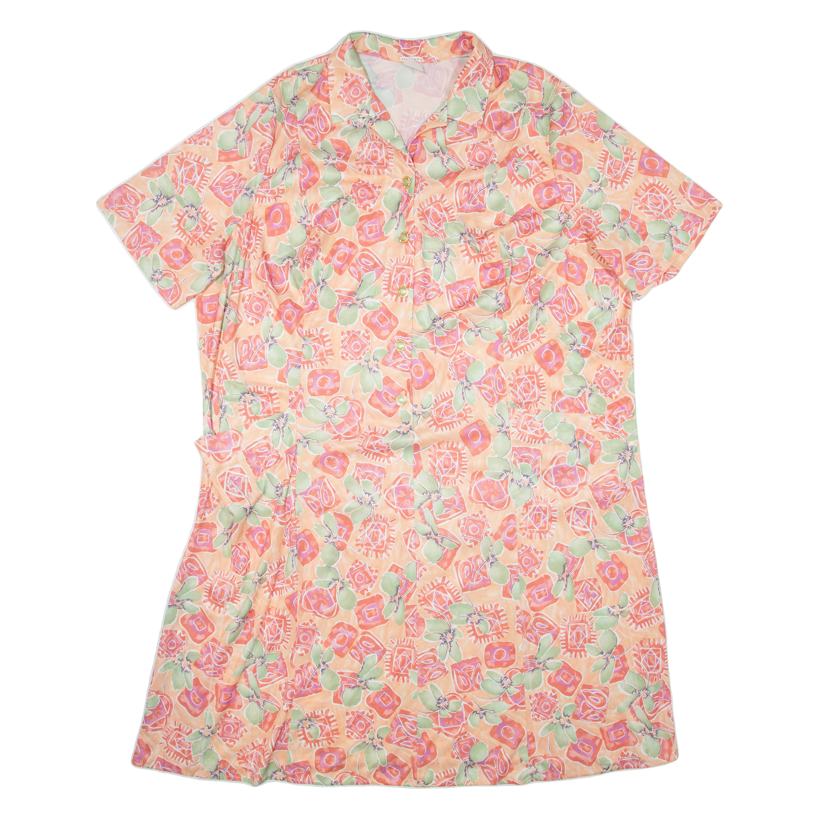 Womens Shirt Dress Orange Viscose Floral Short Sleeve Midi 2XL Refurbished - N/A refurbished available on Cerqular