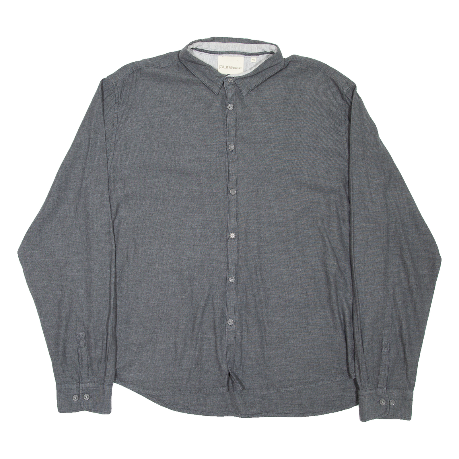 DKNY Mens Plain Shirt Grey Long Sleeve 2XL Refurbished - N/A refurbished available on Cerqular