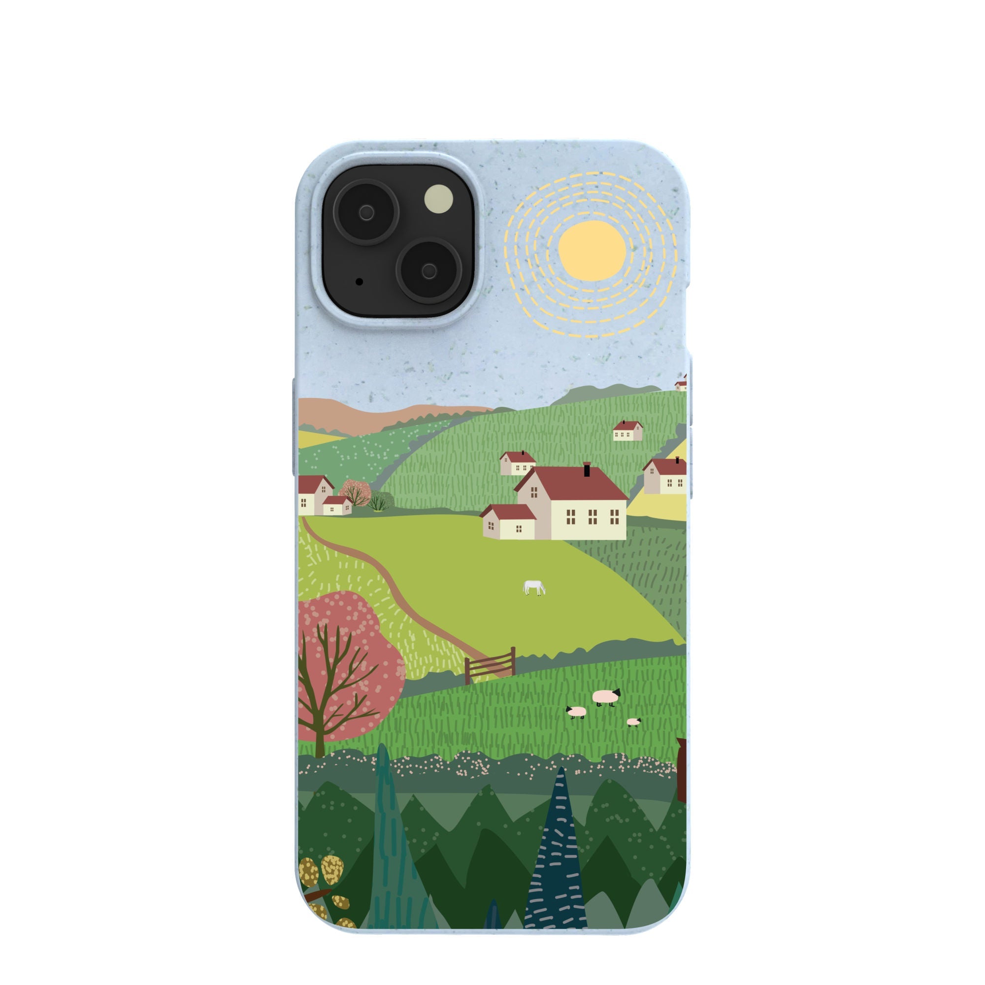 Powder Blue Sunny Countryside iPhone 13 Case Refurbished - Pela Case refurbished available on Cerqular