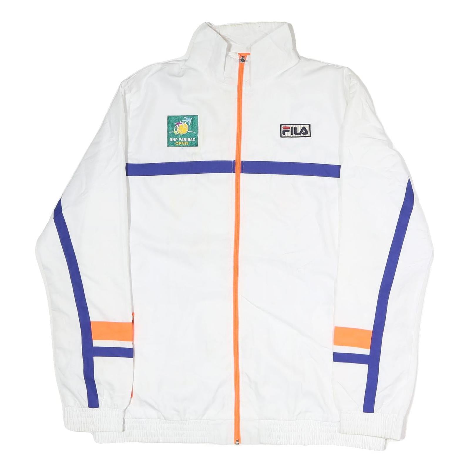 FILA Mens White Blue & Orange Tennis Jacket 2XL Polyester Zip Sports Refurbished - N/A refurbished available on Cerqular