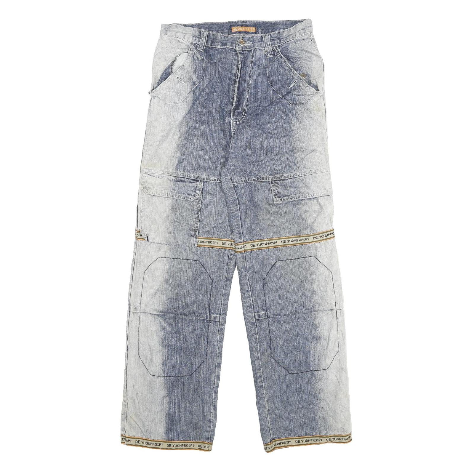 Womens Regular Fit Two Tone Blue Denim Jeans W28 L28 Cargo Style Cotton Blend Refurbished - N/A refurbished available on Cerqular