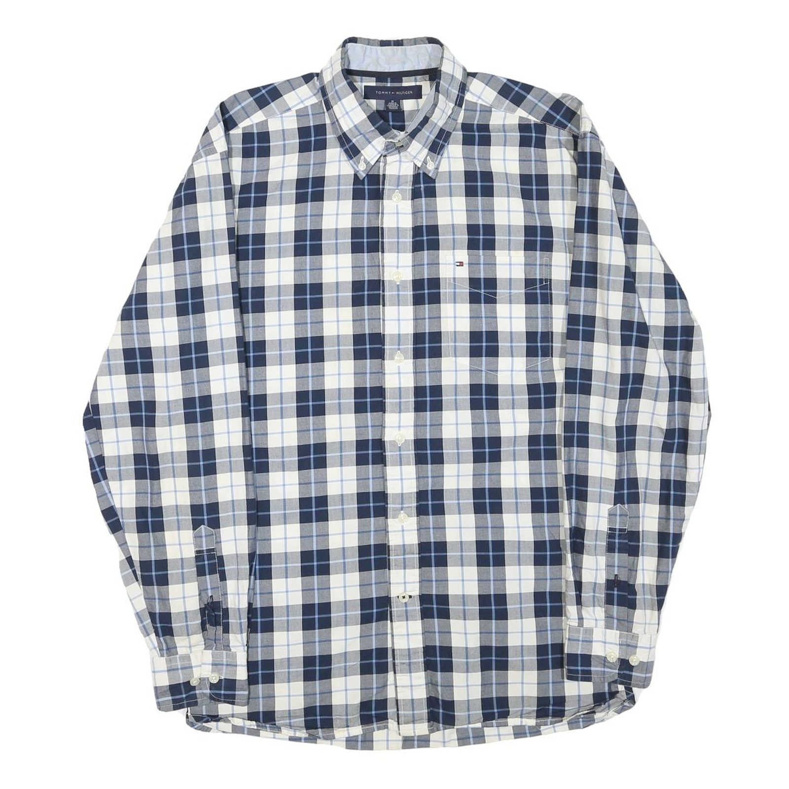 TOMMY HILFIGER Mens Blue & Grey Check Shirt M Button Down Casual Style Refurbished - N/A refurbished available on Cerqular