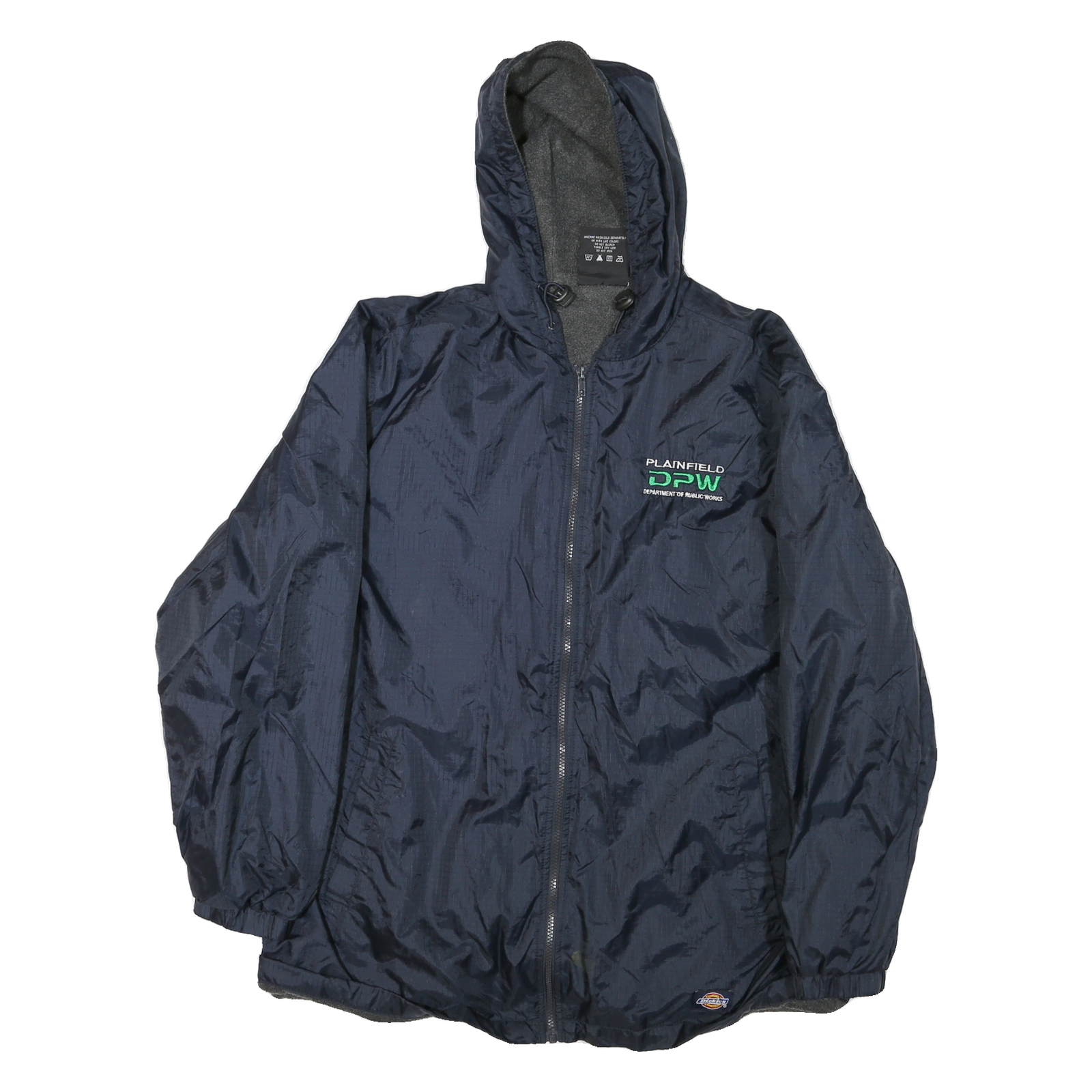 DICKIES Mens Navy Department Of Public Works Hooded Zip Jacket L Polyester Blend Refurbished - N/A refurbished available on Cerqular