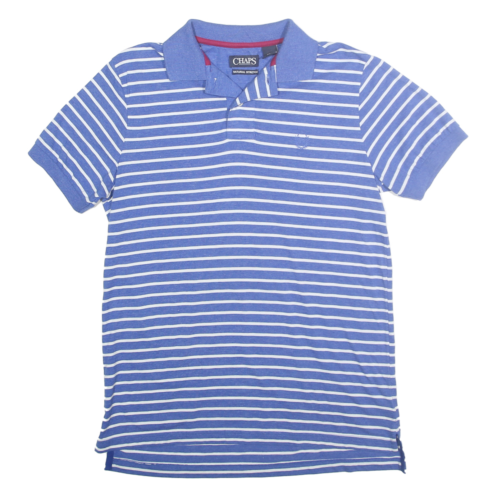 CHAPS Mens Blue & White Striped Short Sleeve Polo Shirt S Cotton Blend Refurbished - N/A refurbished available on Cerqular