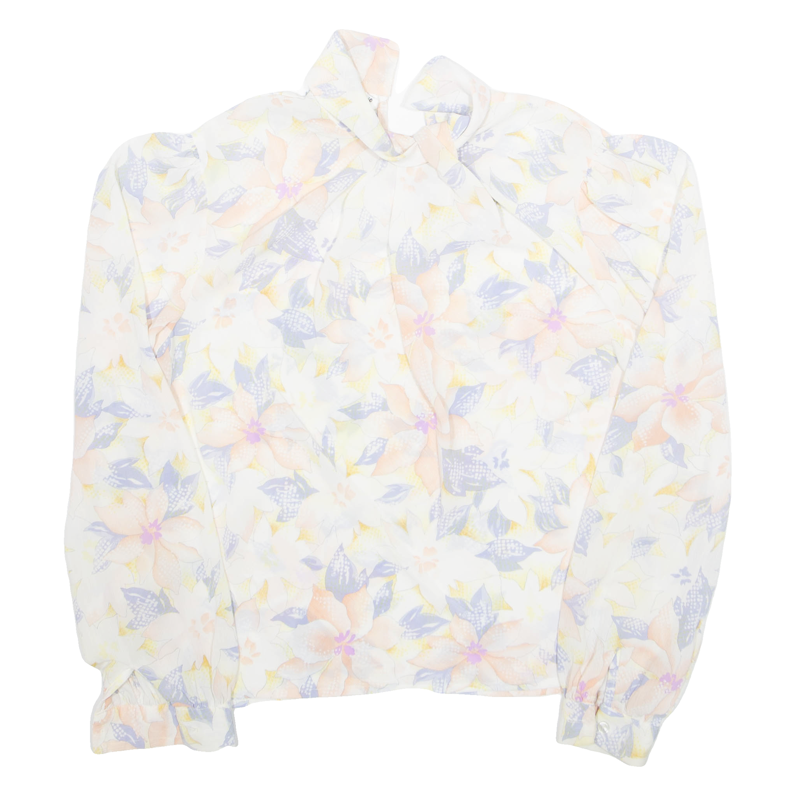 HELENE ST MARIE Sheer Womens Printed Blouse White 90s Floral M Refurbished - N/A refurbished available on Cerqular