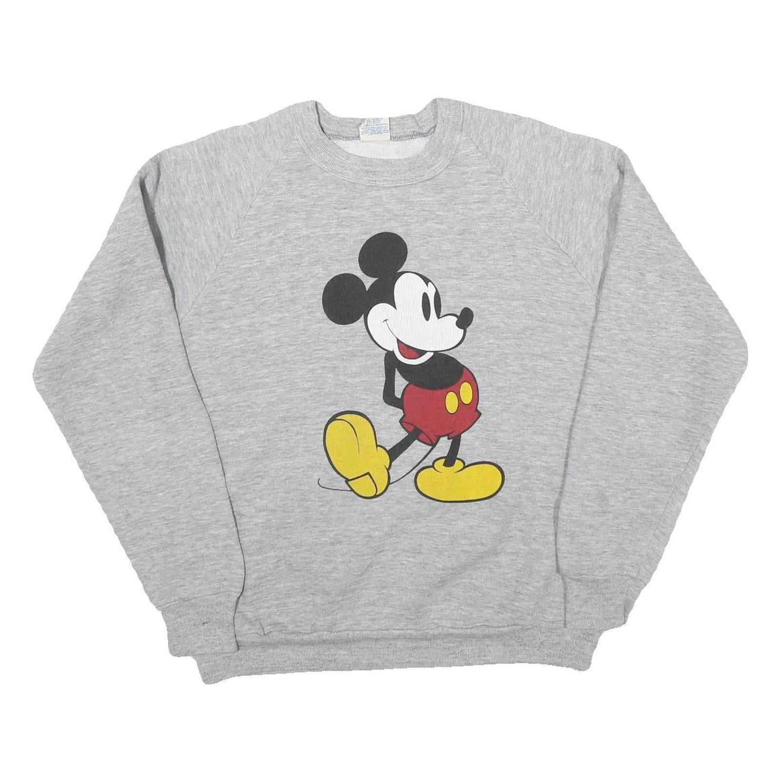 DISNEY Womens Grey Mickey Mouse Crew Neck L Cotton Blend Sweatshirt Refurbished - N/A refurbished available on Cerqular
