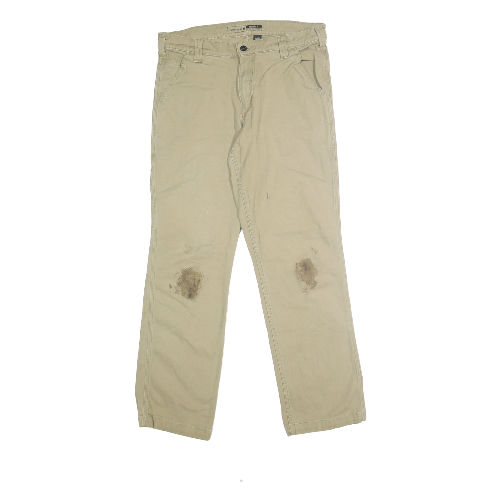 CARHARTT Mens Cotton Blend Beige Relaxed Straight Trousers W33 L32 Workwear Refurbished - N/A refurbished available on Cerqular